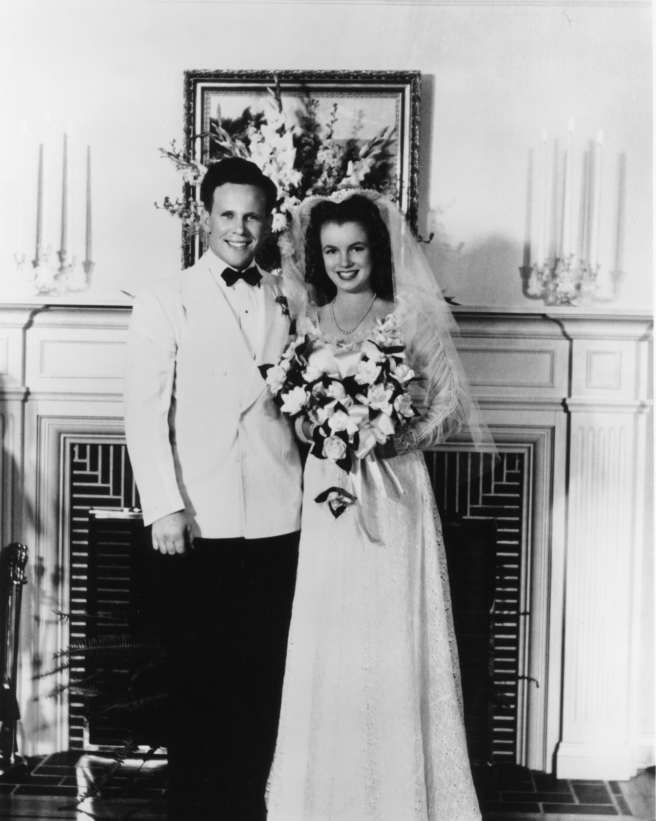 Marilyn Monroe with James Dougherty on their wedding day