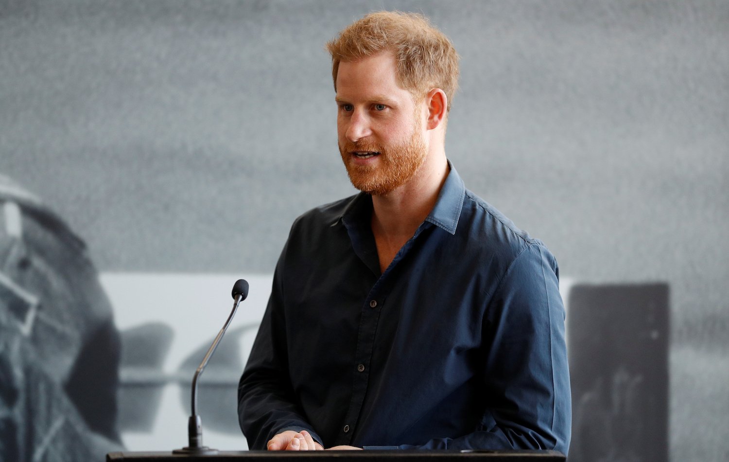 Prince Harry speaks during a visit to The Silverstone Experience at Silverstone on March 6, 2020 in Northampton, England