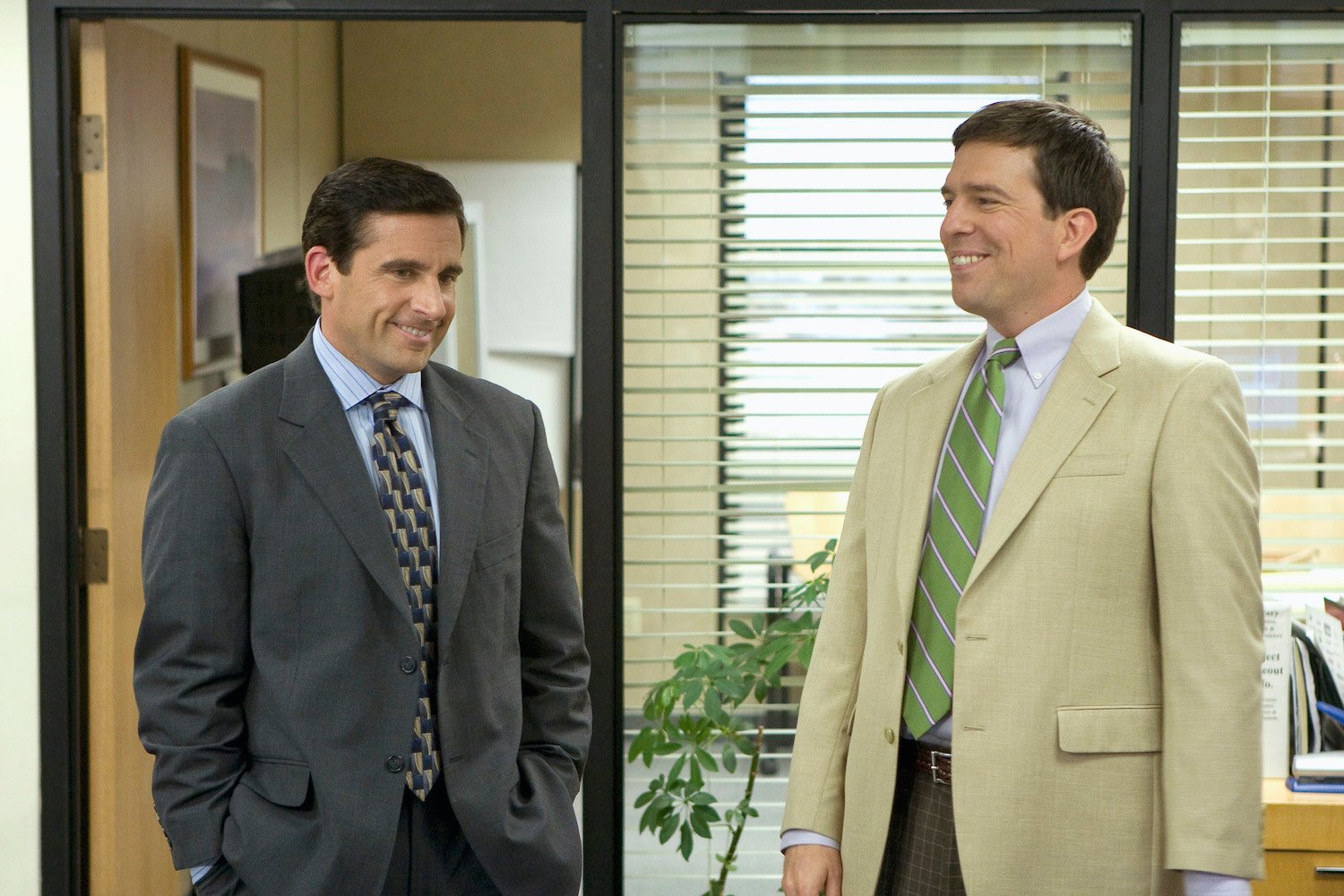 Steve Carell as Michael Scott and Ed Helms as Andy Bernard on 'The Office