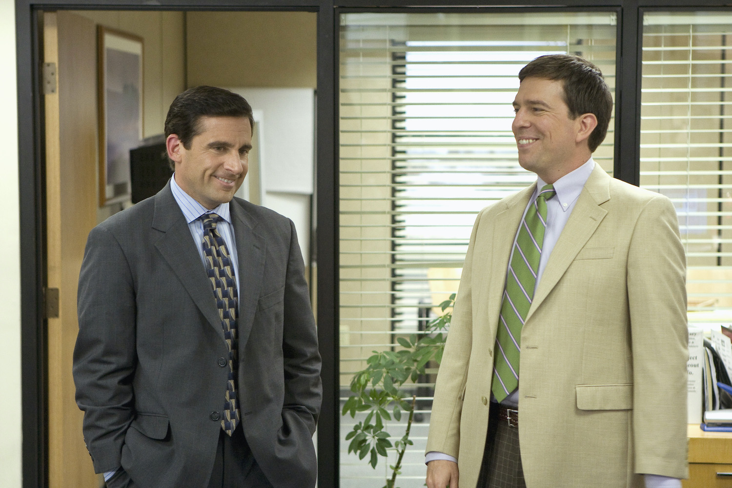 Steve Carell as Michael Scott and Ed Helms as Andy Bernard on 'The Office