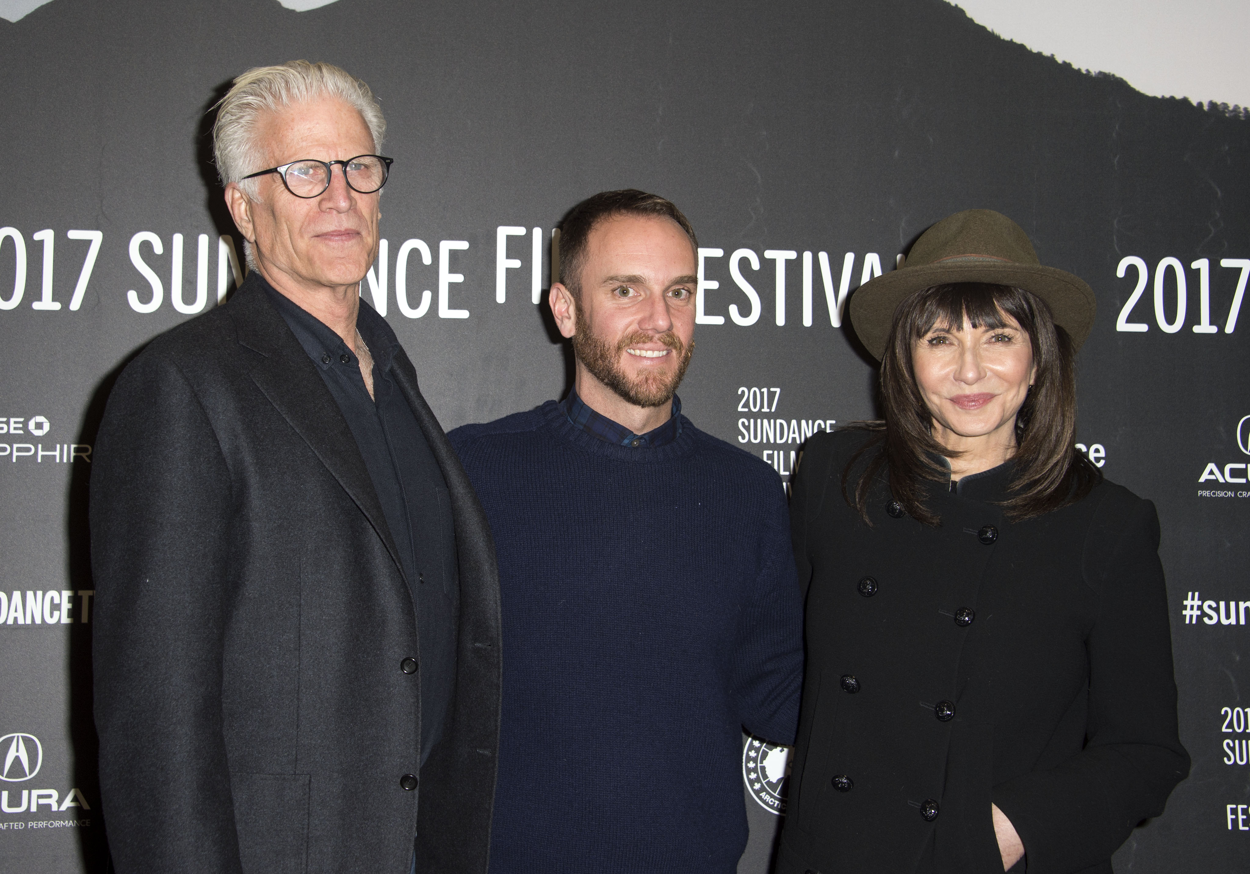 (L-R) Ted Danson, Charlie McDowell, and Mary Steenburgen attend 'The Discovery' Premiere during the 2017 Sundance Film Festival.