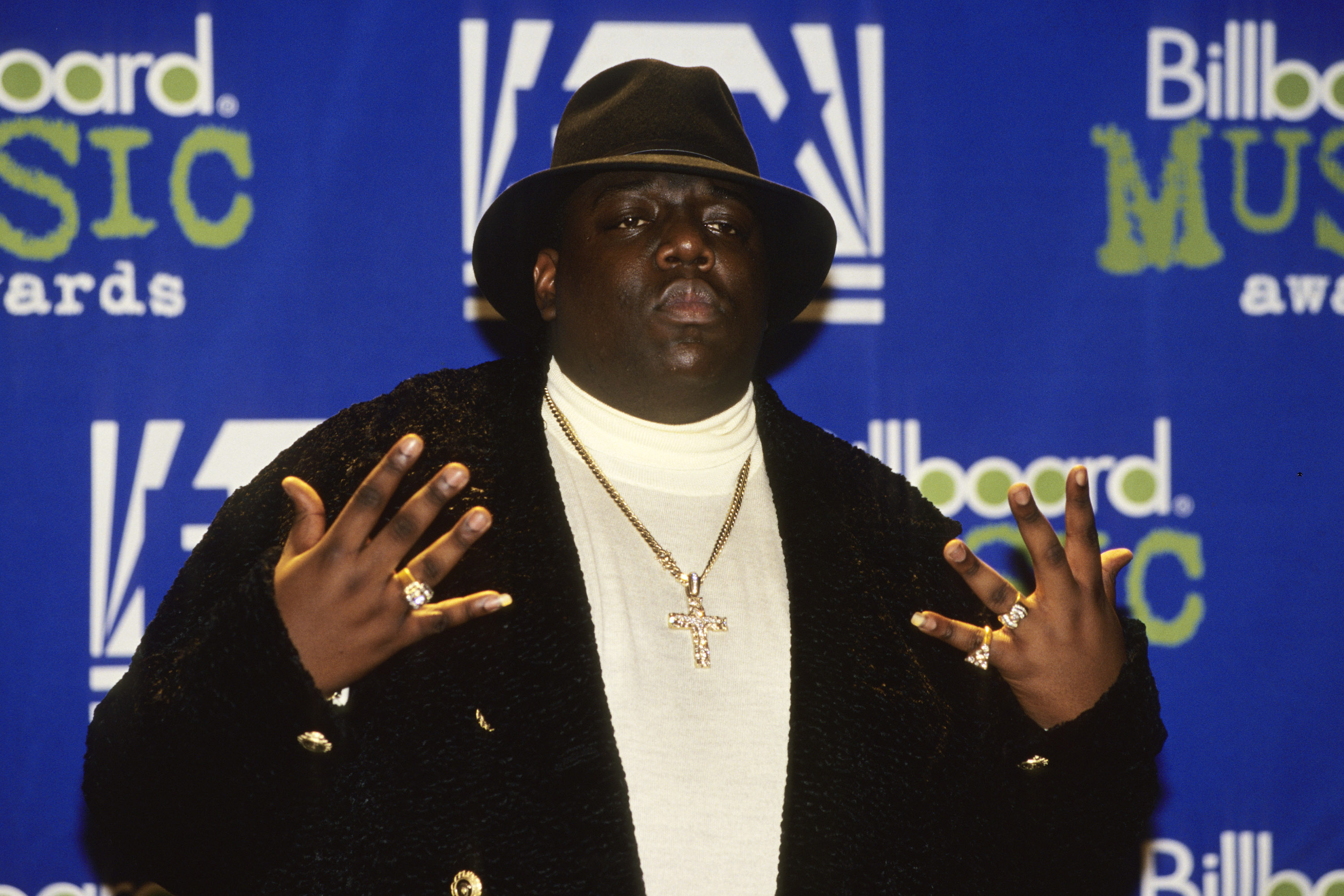 The Notorious B.I.G. wearing a hat