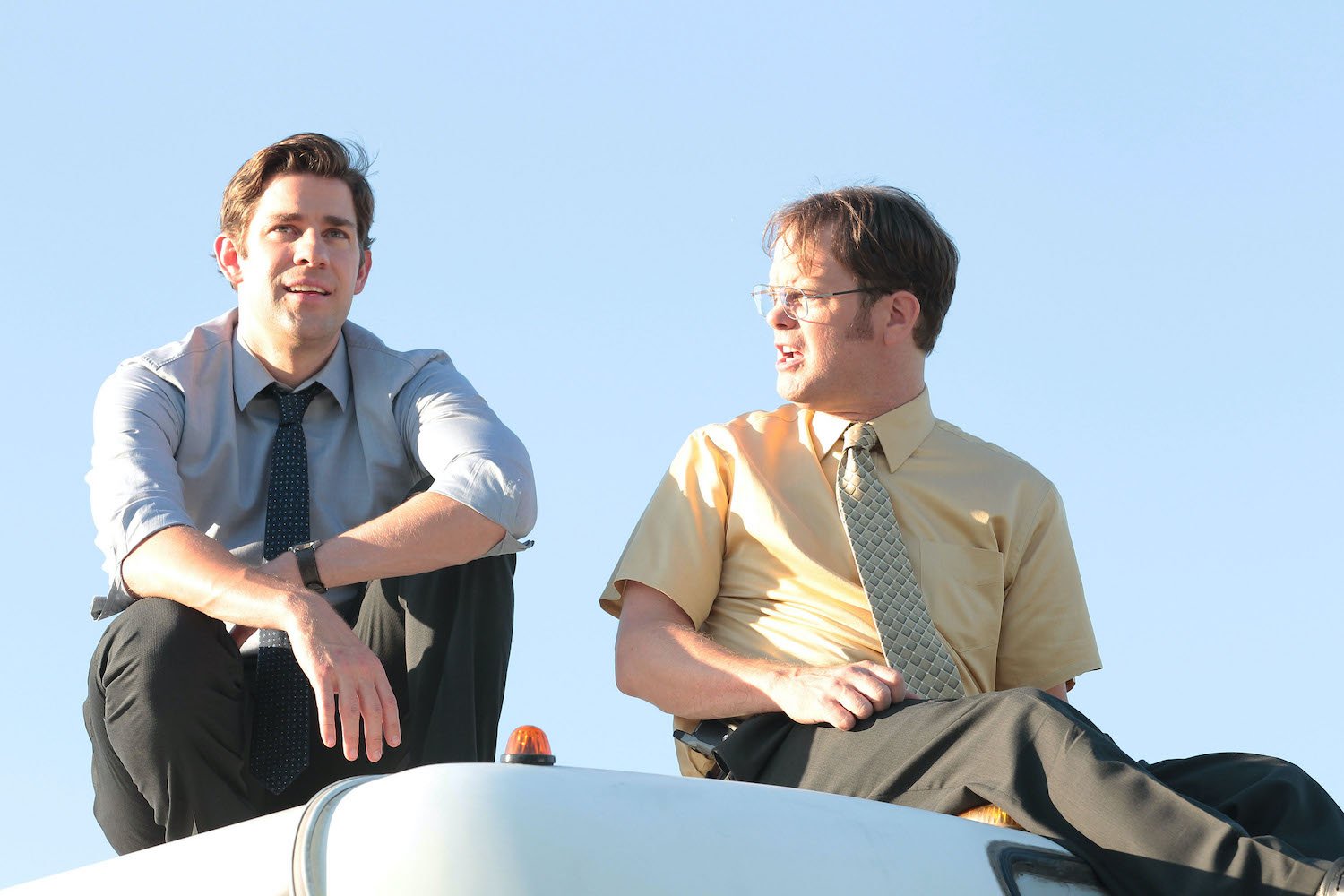 John Krasinski as Jim Halpert and Rainn Wilson as Dwight Schrute on 'The Office'