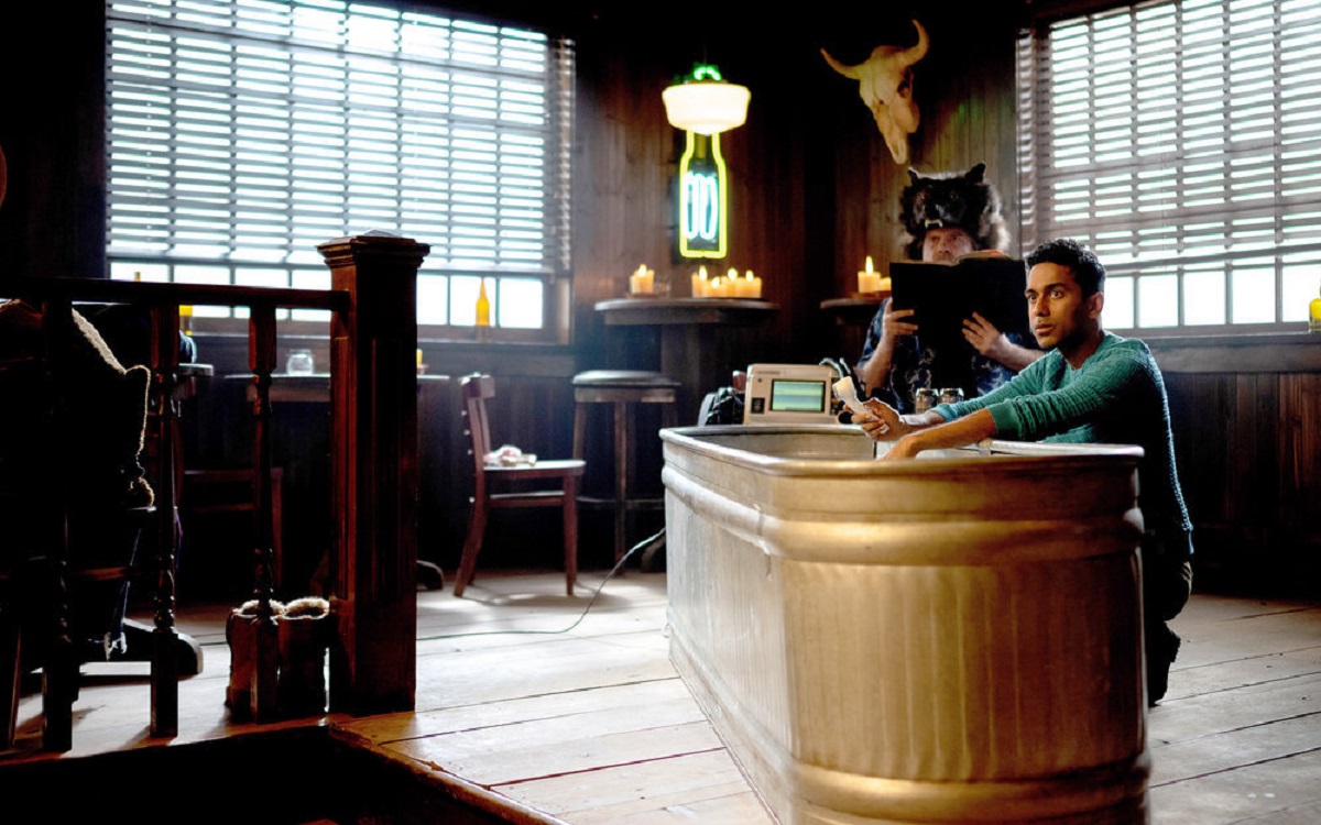 (l-r) Greg Lawson as Sheriff Randy Nedley, Varun Saranga as Jeremy Chetri in 'Wynonna Earp Episode 406 'Holy War Part II'