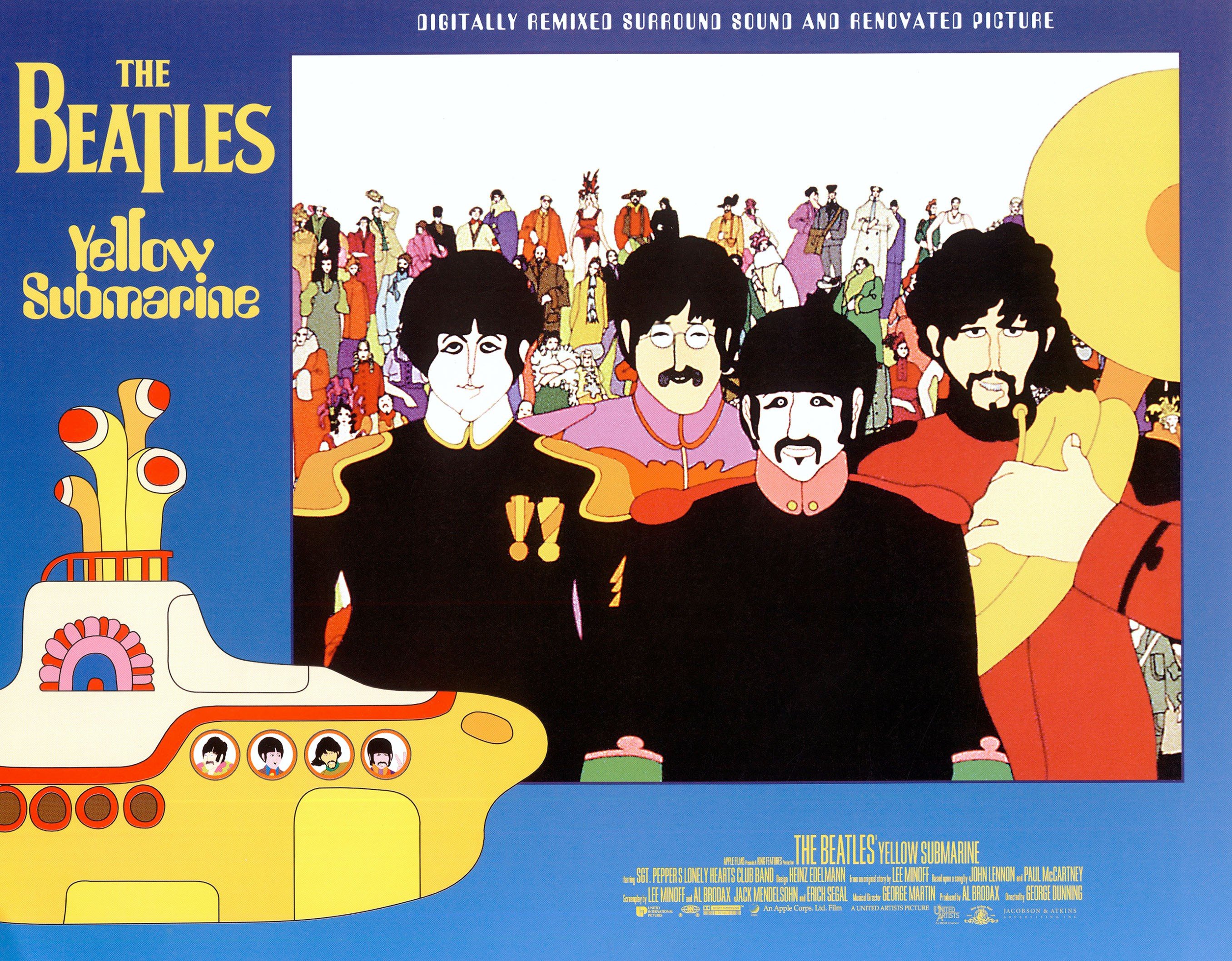 A lobbycard for Yellow Submarine depicting The Beatles