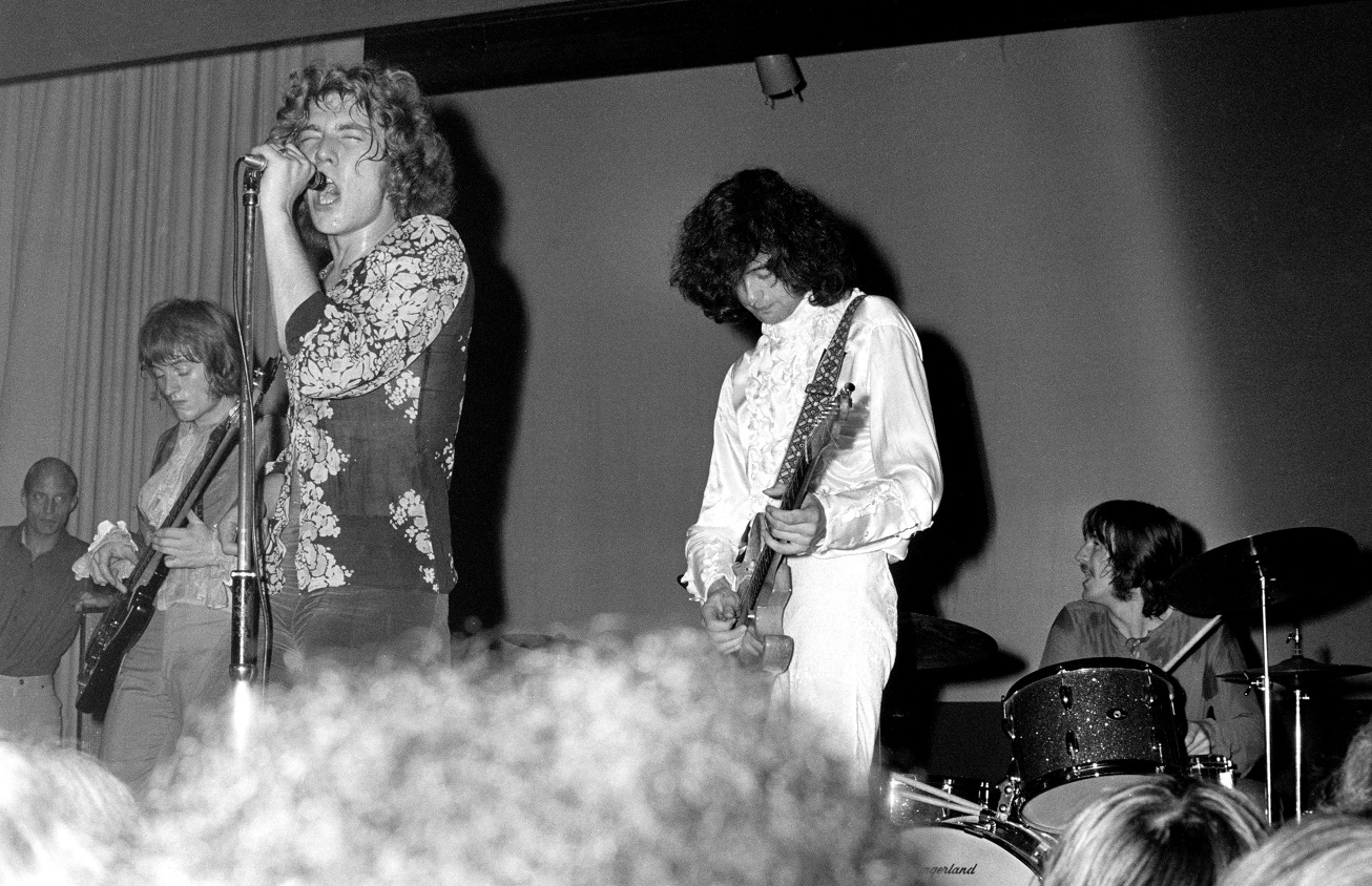 Led Zeppelin on stage in 1968