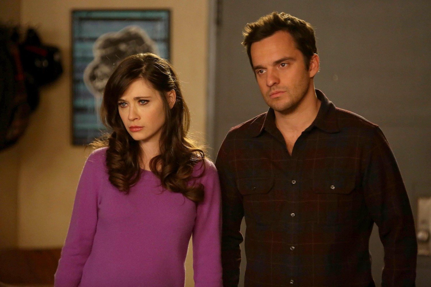 Zooey Deschanel as Jess and Jake Johnson as Nick on 'New Girl'