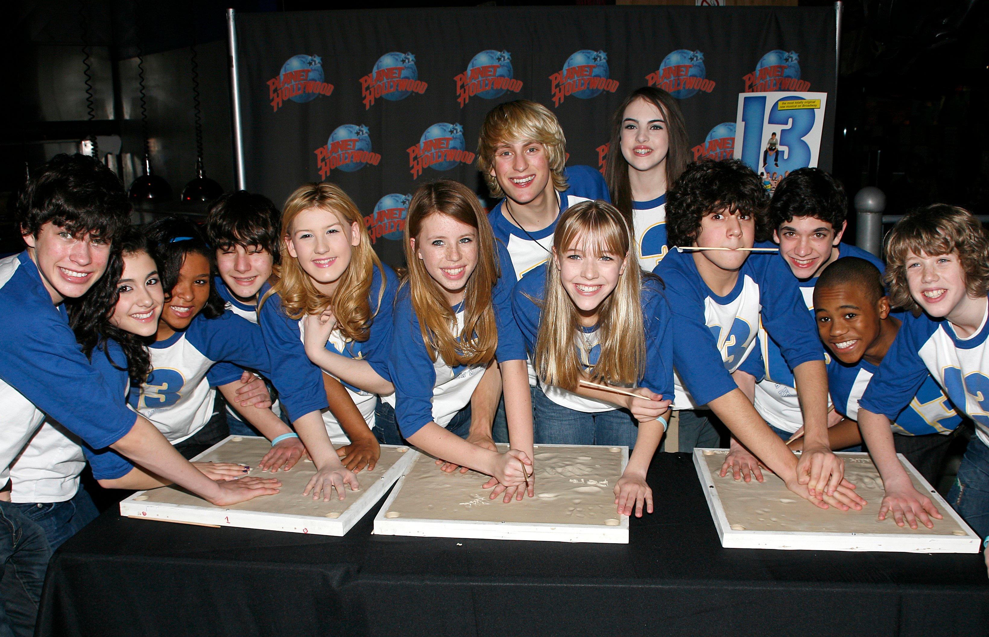 Graham Phillips, Ariana Grande, Brynn Williams, Joey La Varco and Caitlin Gann, Elizabeth Egan Gillies, Delaney Moro, Joey La Varco, Al Calderon, Malik Hammond, Eamon Foley and the cast attending the Cast of the Broadway Musical 13 Handprint Ceremony at Planet Hollywood in New York City. October 30th, 2008