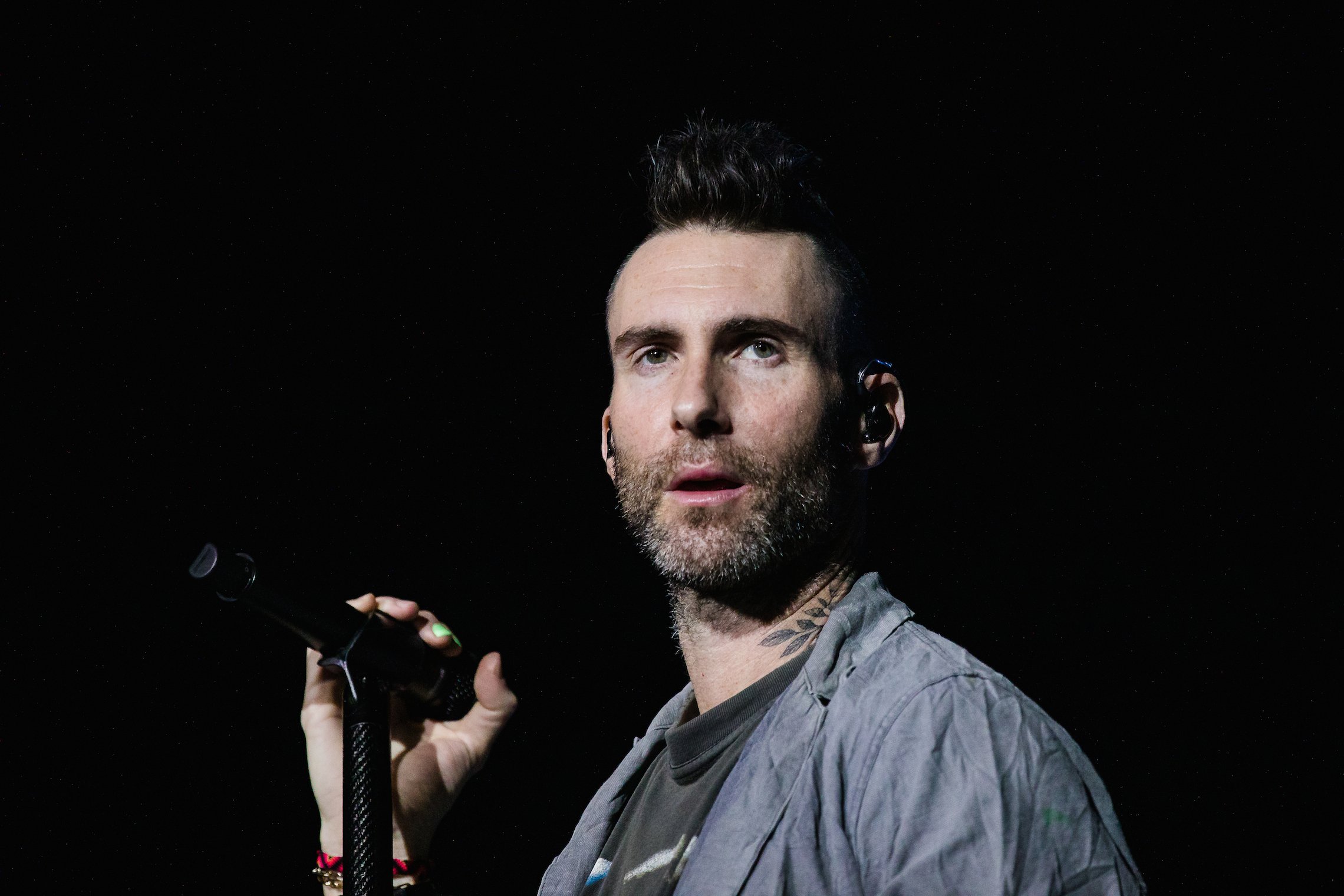 Adam Levine, member of Maroon 5, performs live