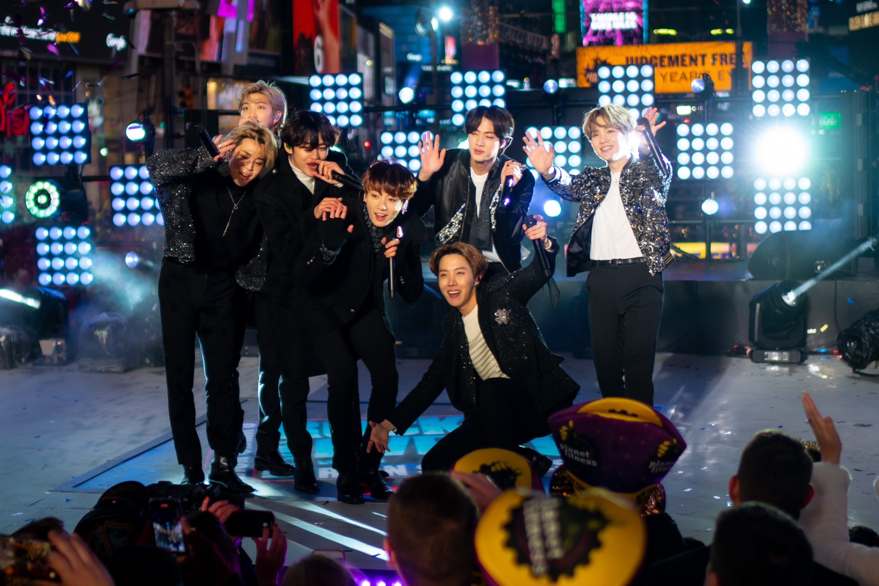 BTS performs during the Times Square New Year's Eve 2020 Celebration