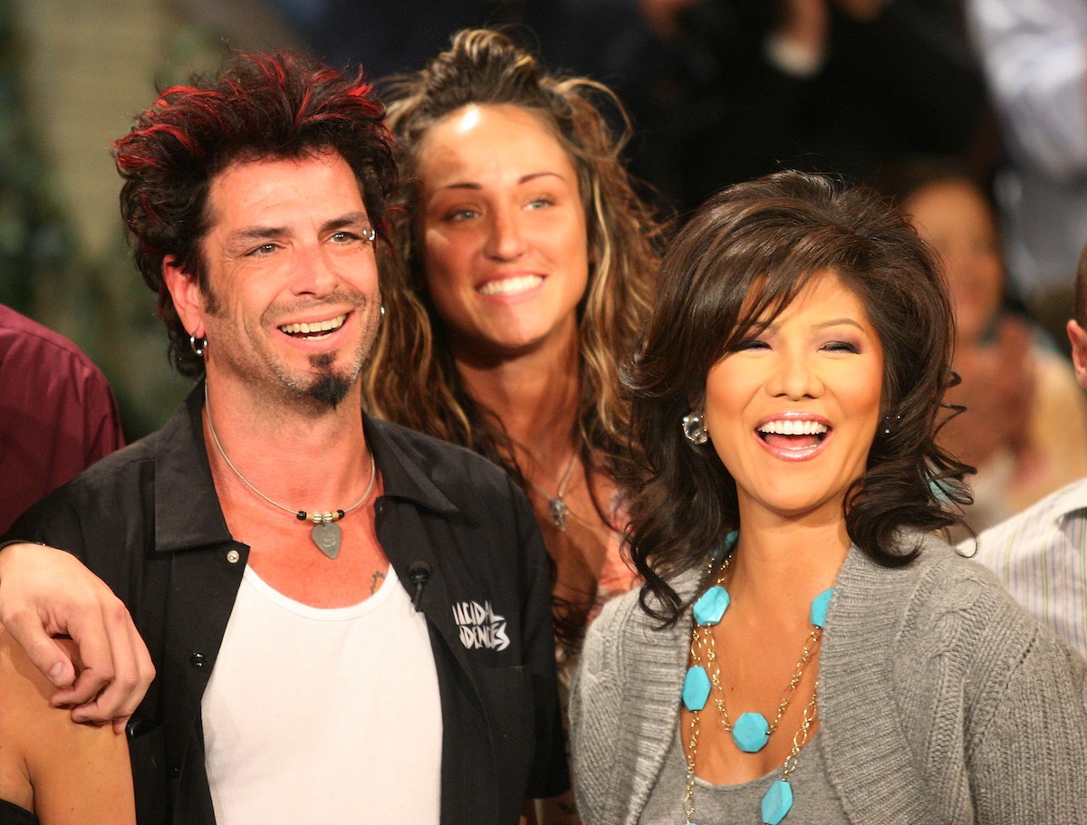 Winner of "Big Brother 8" Dick Donato is congratulated by host Julie Chen Moonves