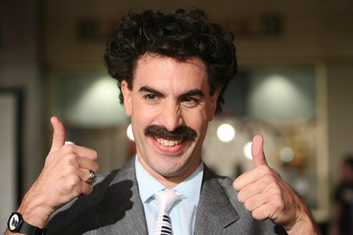 Sacha Baron Cohen as Borat.