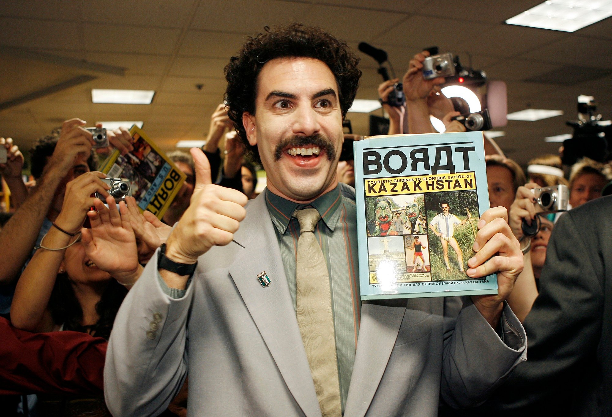 Borat with book