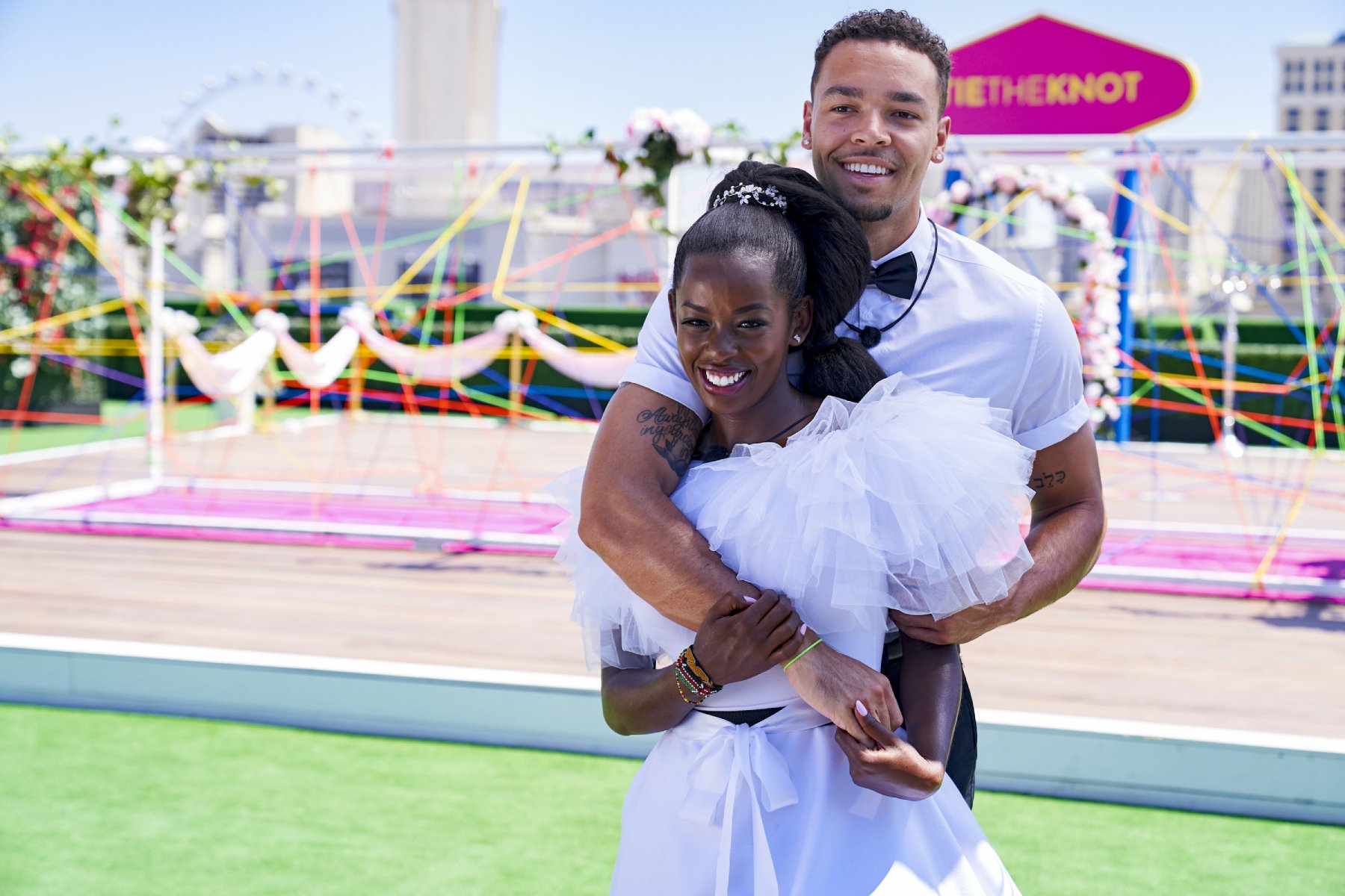 Justine Ndiba and Caleb Corprew on 'Love Island.'