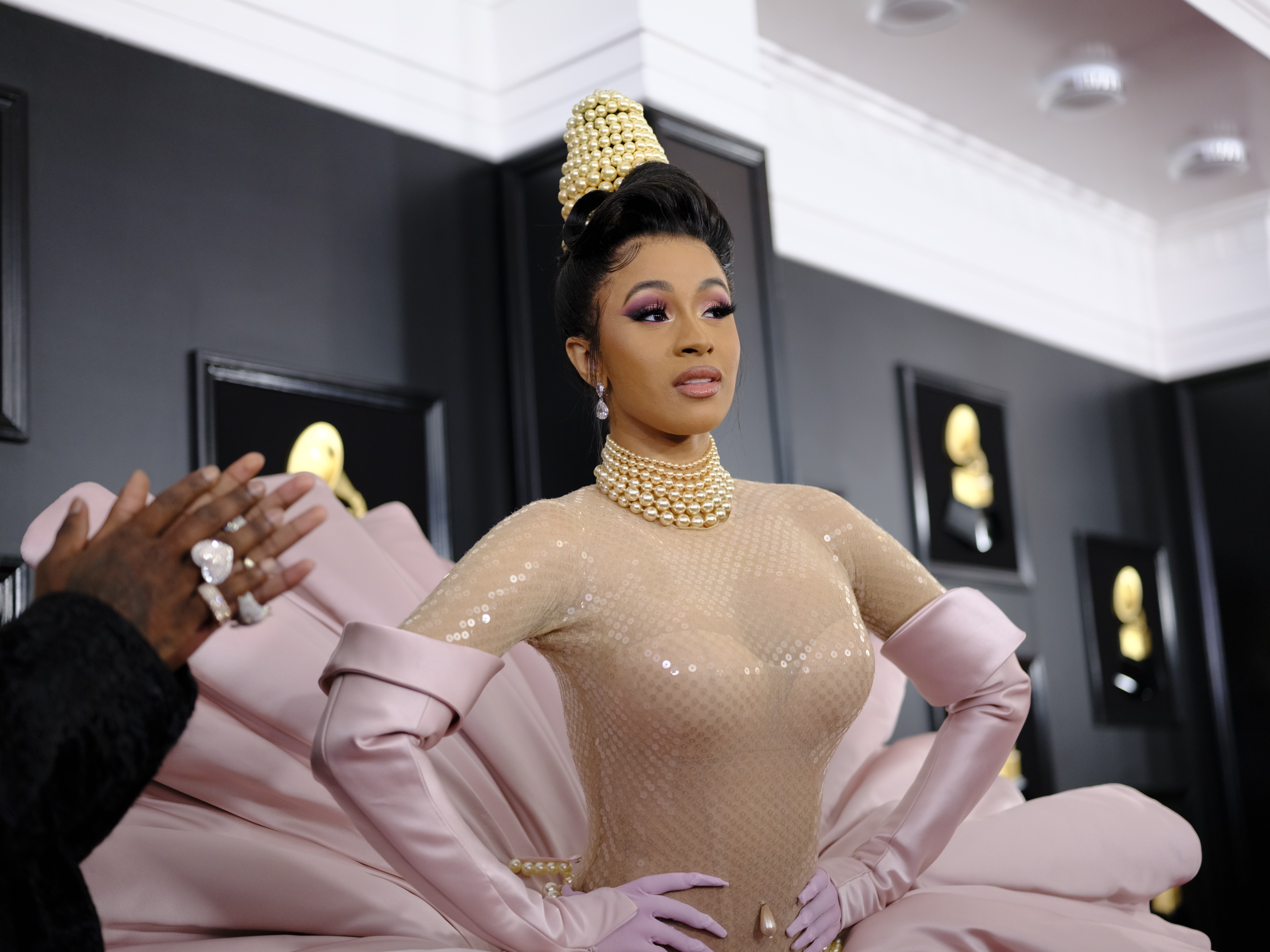 Cardi B is seen on the red carpet at THE 61ST ANNUAL GRAMMY AWARDS, broadcast live from the STAPLES Center in Los Angeles, Sunday, Feb. 10