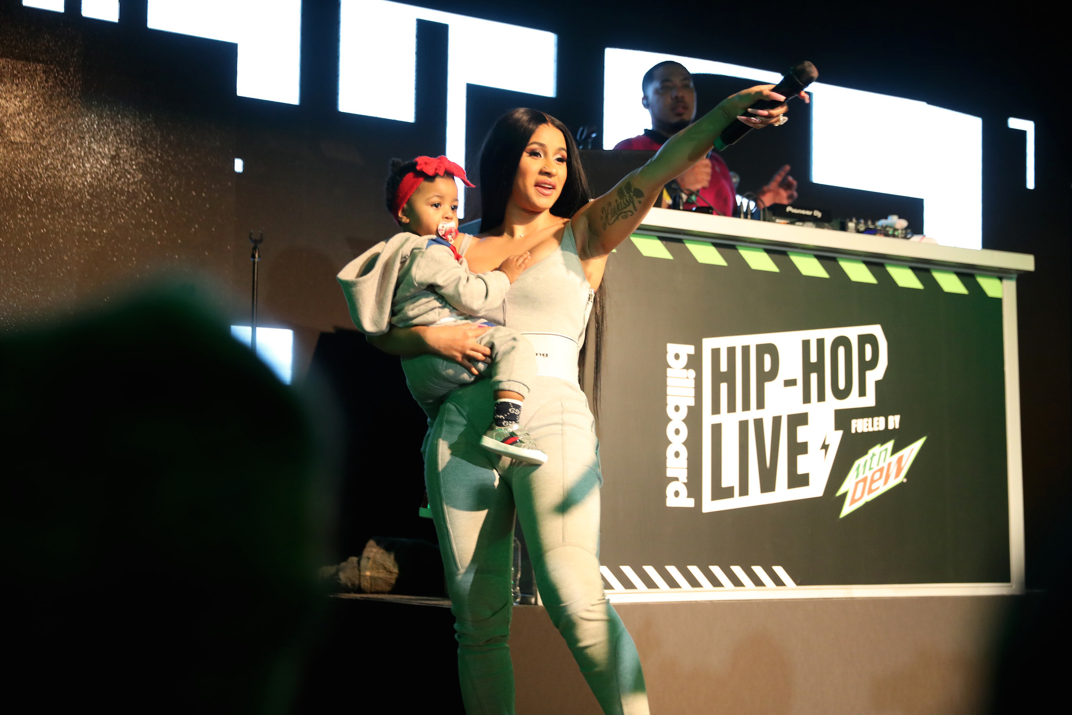 Cardi B with baby Kulture performing at Offset In Concert