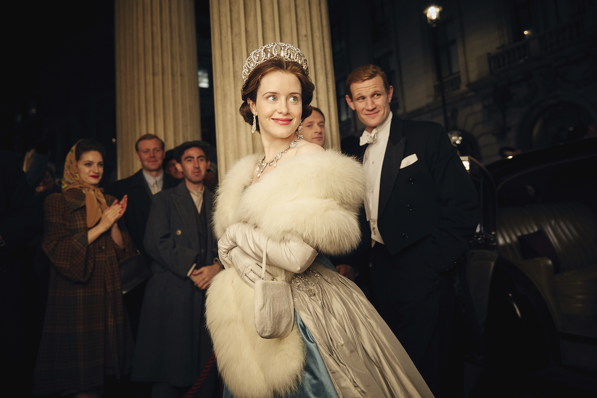 Claire Foy and Matt Smith as Queen Elizabeth II and Prince Philip on 'The Crown'