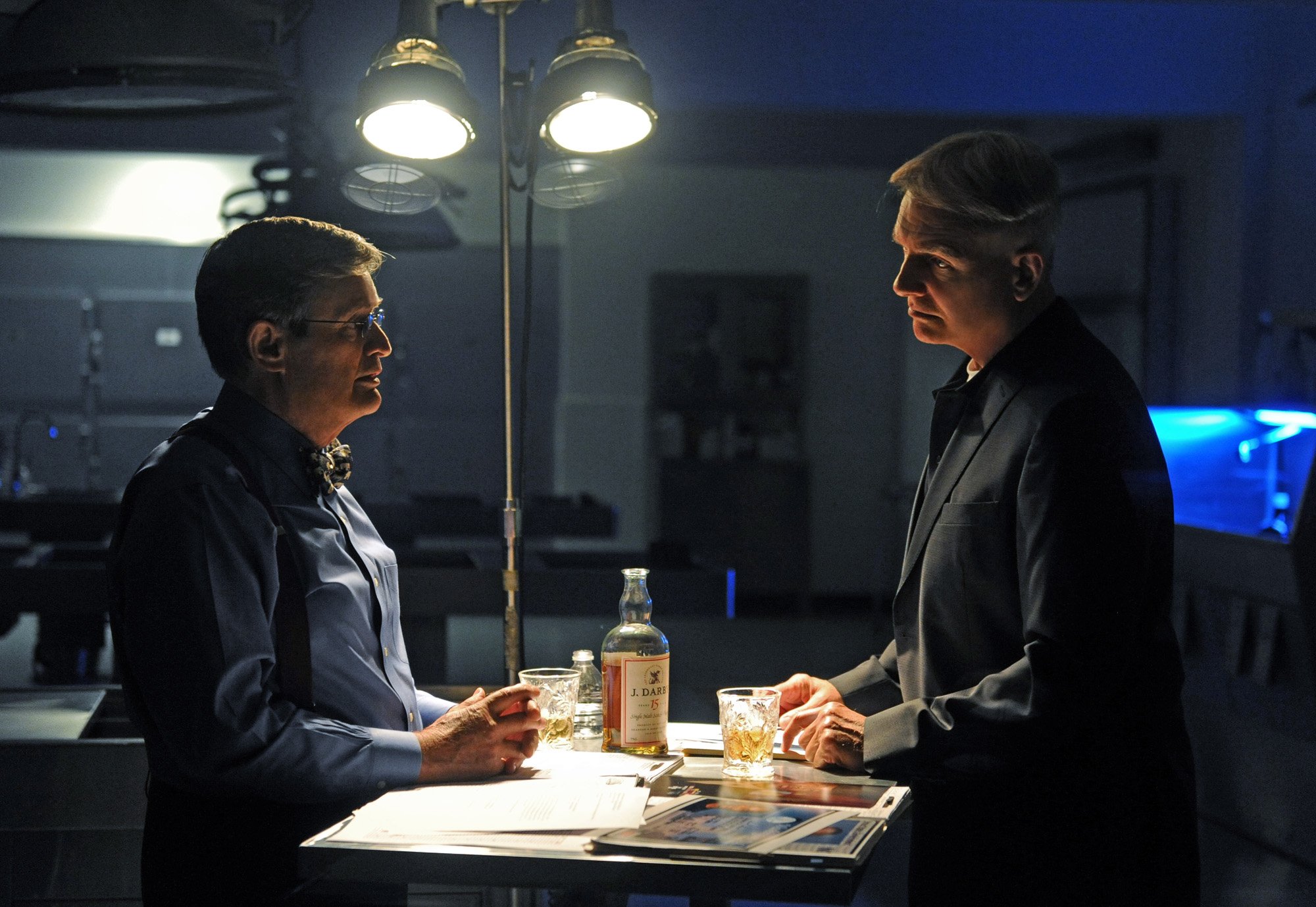 David McCallum and Mark Harmon on the set of NCIS | Ron P. Jaffe/CBS via Getty Images