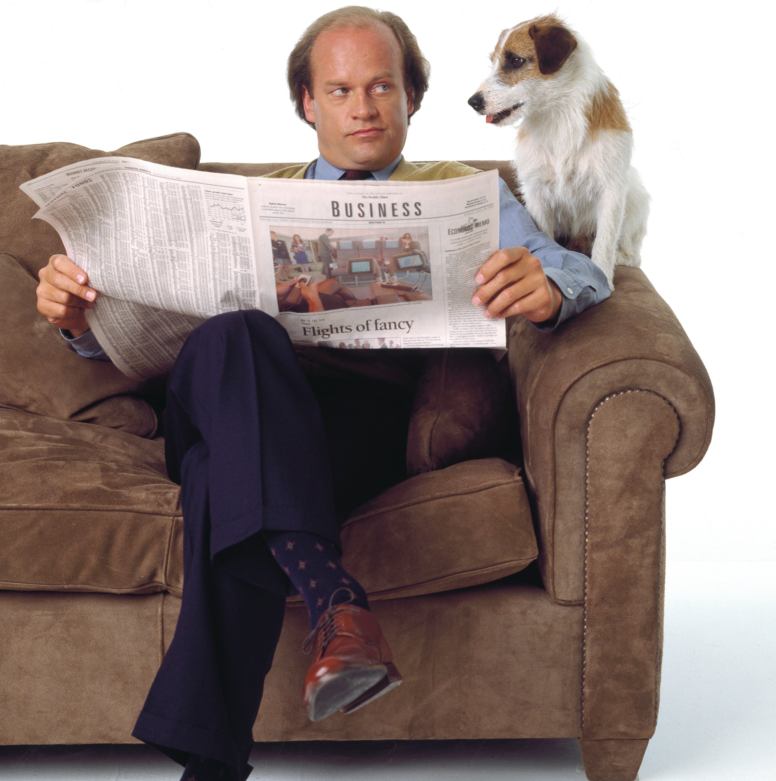 Kelsey Grammer as Dr. Frasier Crane and Moose as Eddie
