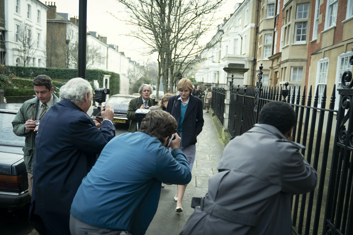 Emma Corrin as Princess Diana in a scene from 'The Crown'