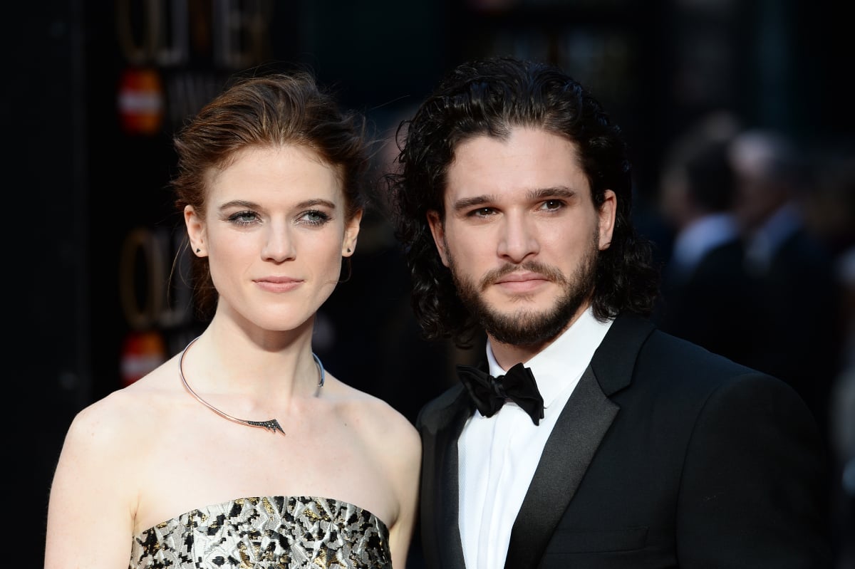 Rose Leslie and Kit Harington attend The Olivier Awards with Mastercard at The Royal Opera House on April 3, 2016