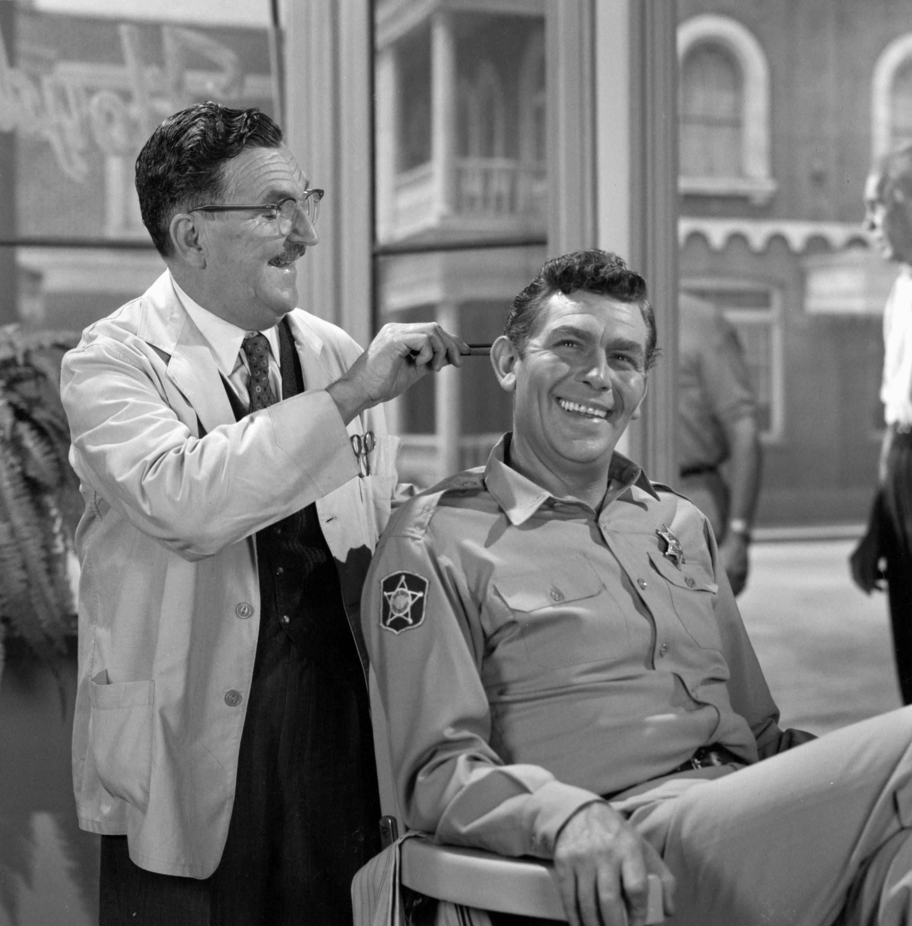 Howard McNear, left, with Andy Griffith in a scene from 'The Andy Griffith Show'