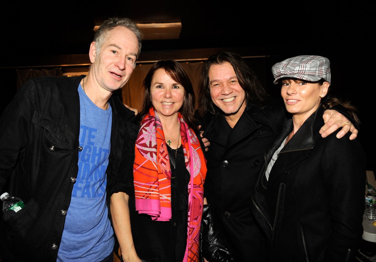 From left: John McEnroe, his wife Patty Smyth, Eddie Van Halen and his wife Janie Van Halen in 2012