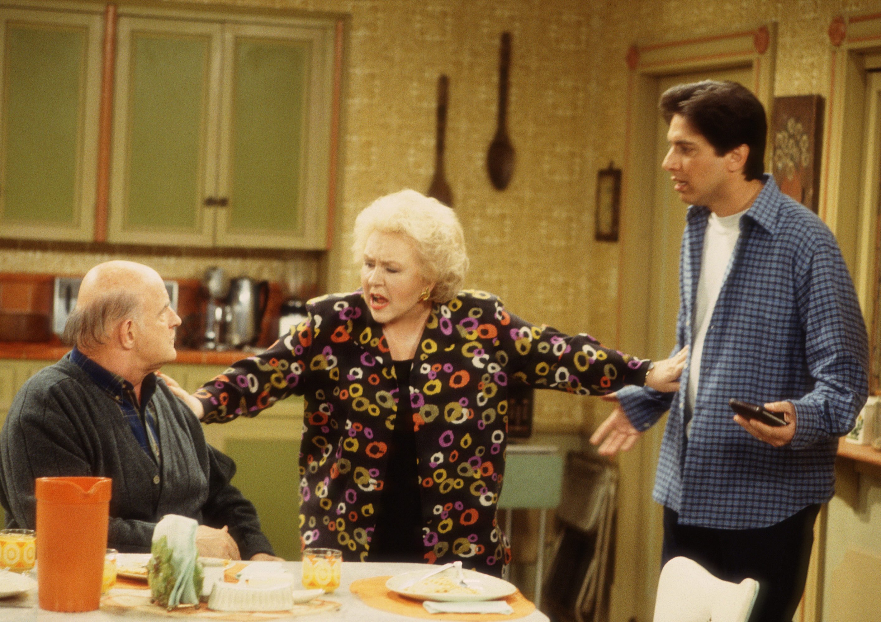 From left, Peter Boyle, Doris Roberts, and Ray Romano in a scene from 'Everybody Loves Raymond'