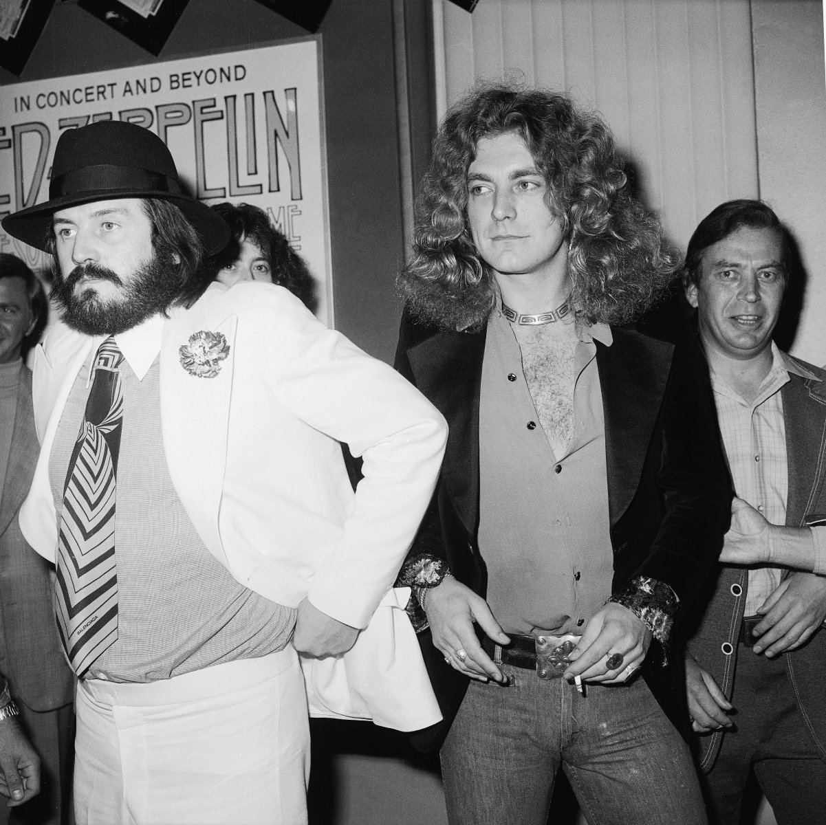 From left: John Bonham and Robert Plant in 1976