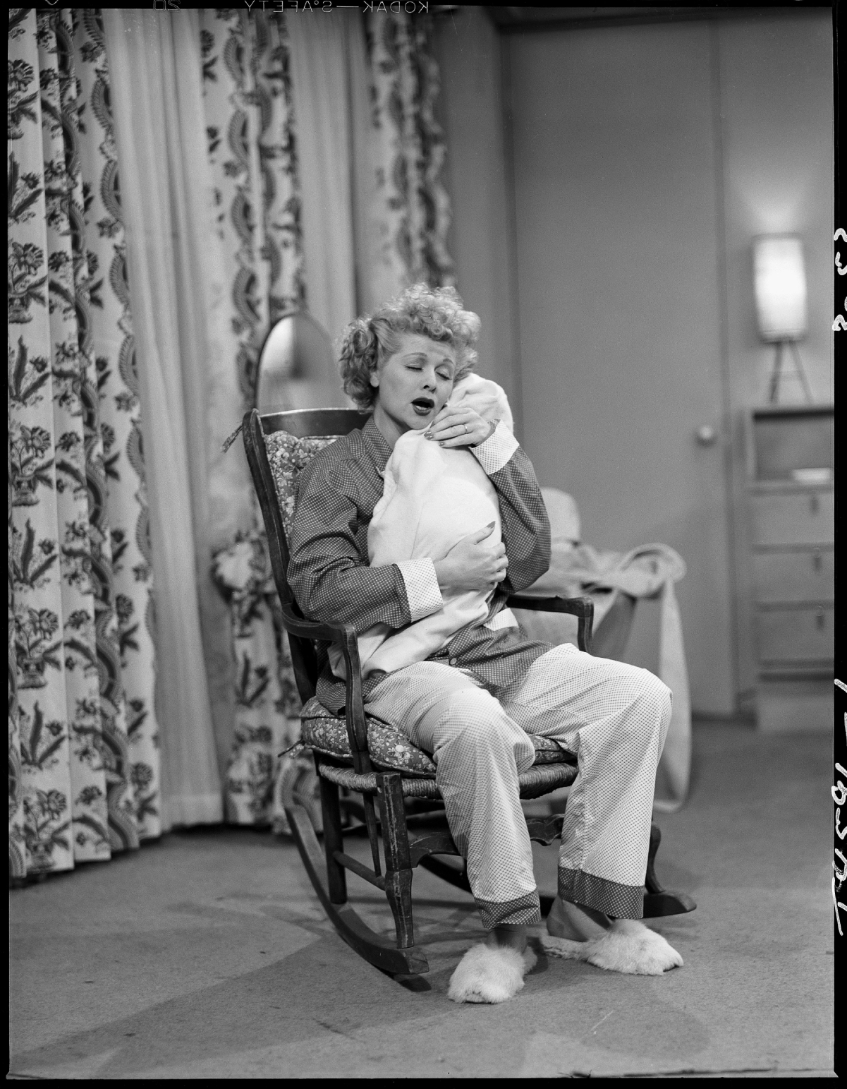Lucille Ball in a scene from 'I Love Lucy' with baby Little Ricky