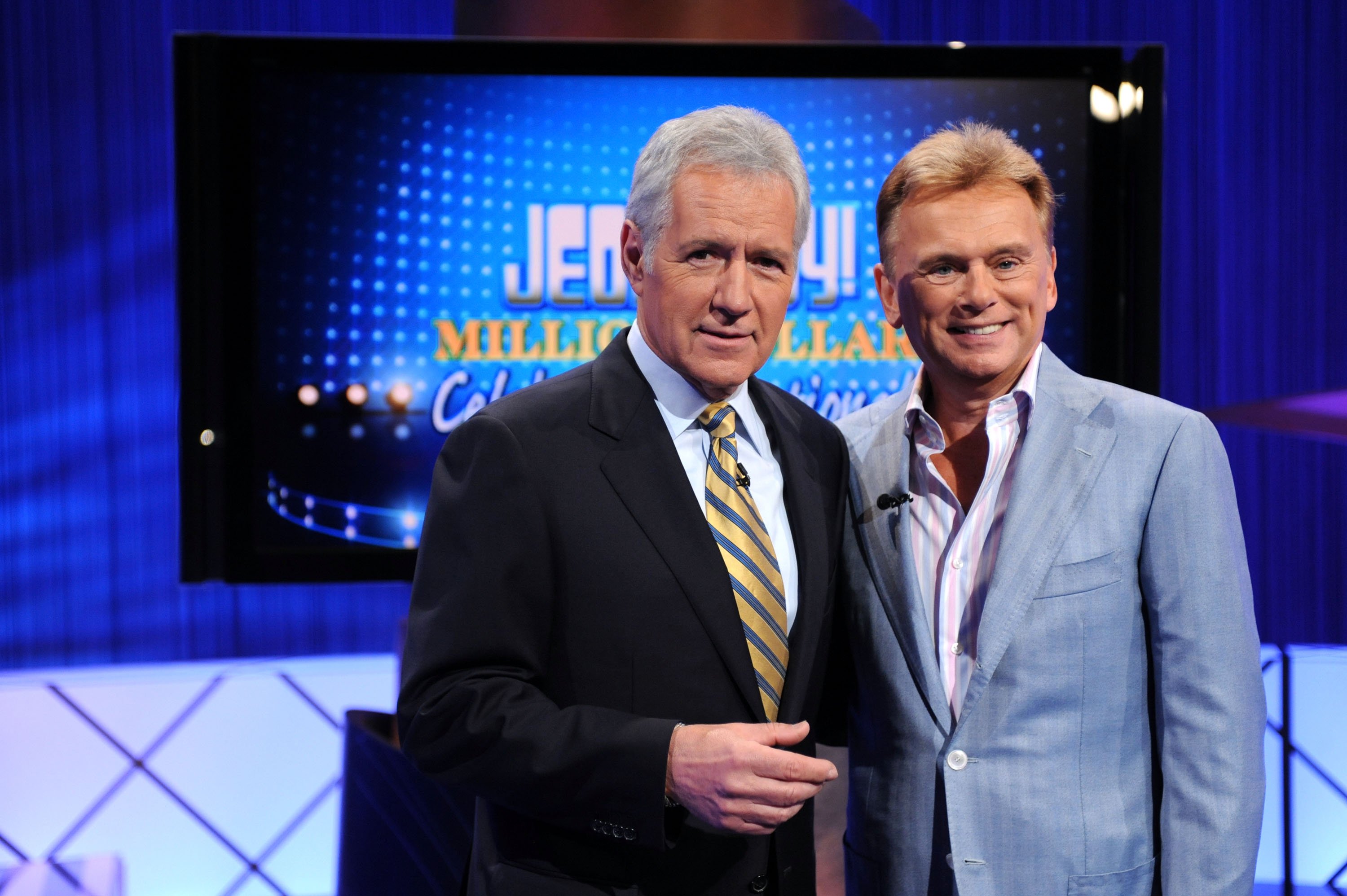 left to right: Alex Trebek of 'Jeopardy!' and Pat Sajak of 'Wheel of Fortune'