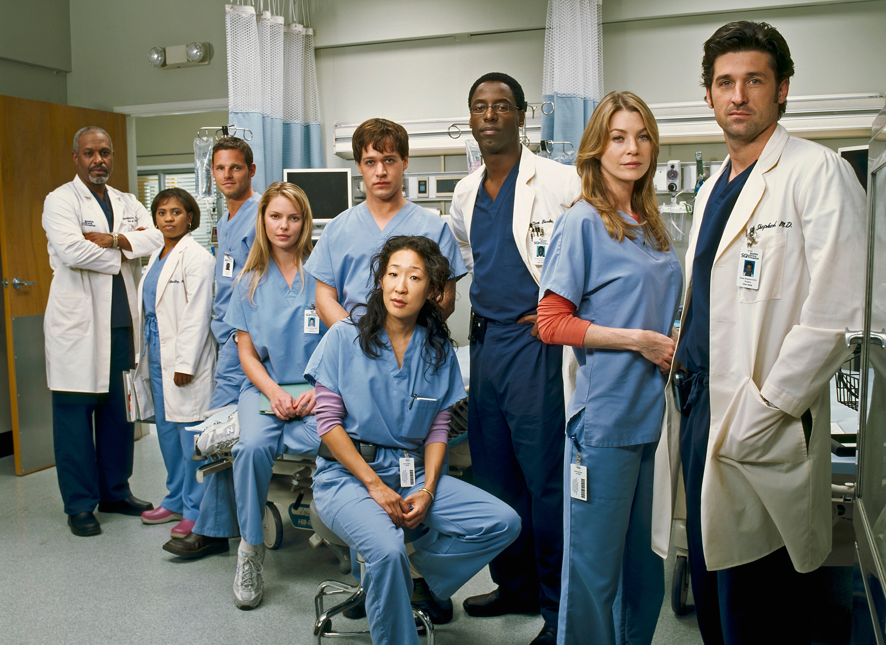 James Pickens Jr., Chandra Wilson, Justin Chambers, Katherine Heigl, T. R. Knight, Sandra Oh, Isaiah Washington, Ellen Pompeo, and Patrick Dempsey