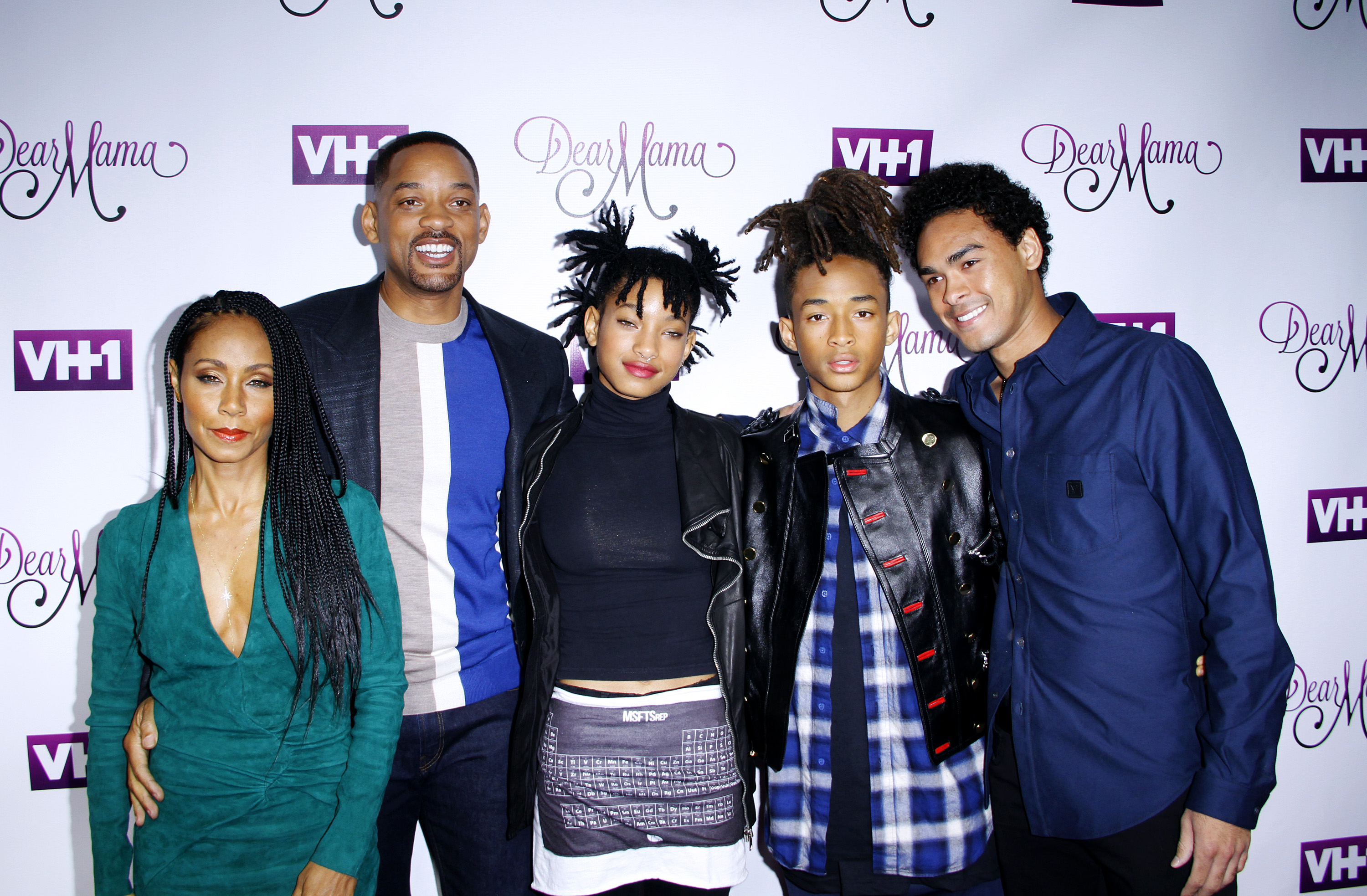 ada Pinkett Smith, Will Smith, Willow Smith, Jaden Smith and Trey Smith attend the VH1 'Dear Mama' taping at St. Bartholomew's Church