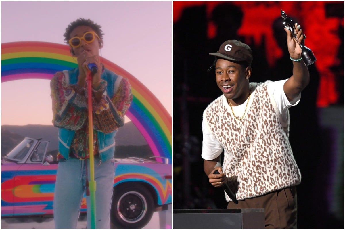 THE TONIGHT SHOW STARRING JIMMY FALLON -- Episode 1303A -- Pictured in this screengrab: Musical guest Jaden performs on August 6, 2020/ Tyler, The Creator accepts the International Male Solo Artist award during The BRIT Awards 2020 at The O2 Arena on February 18, 2020 in London, England.