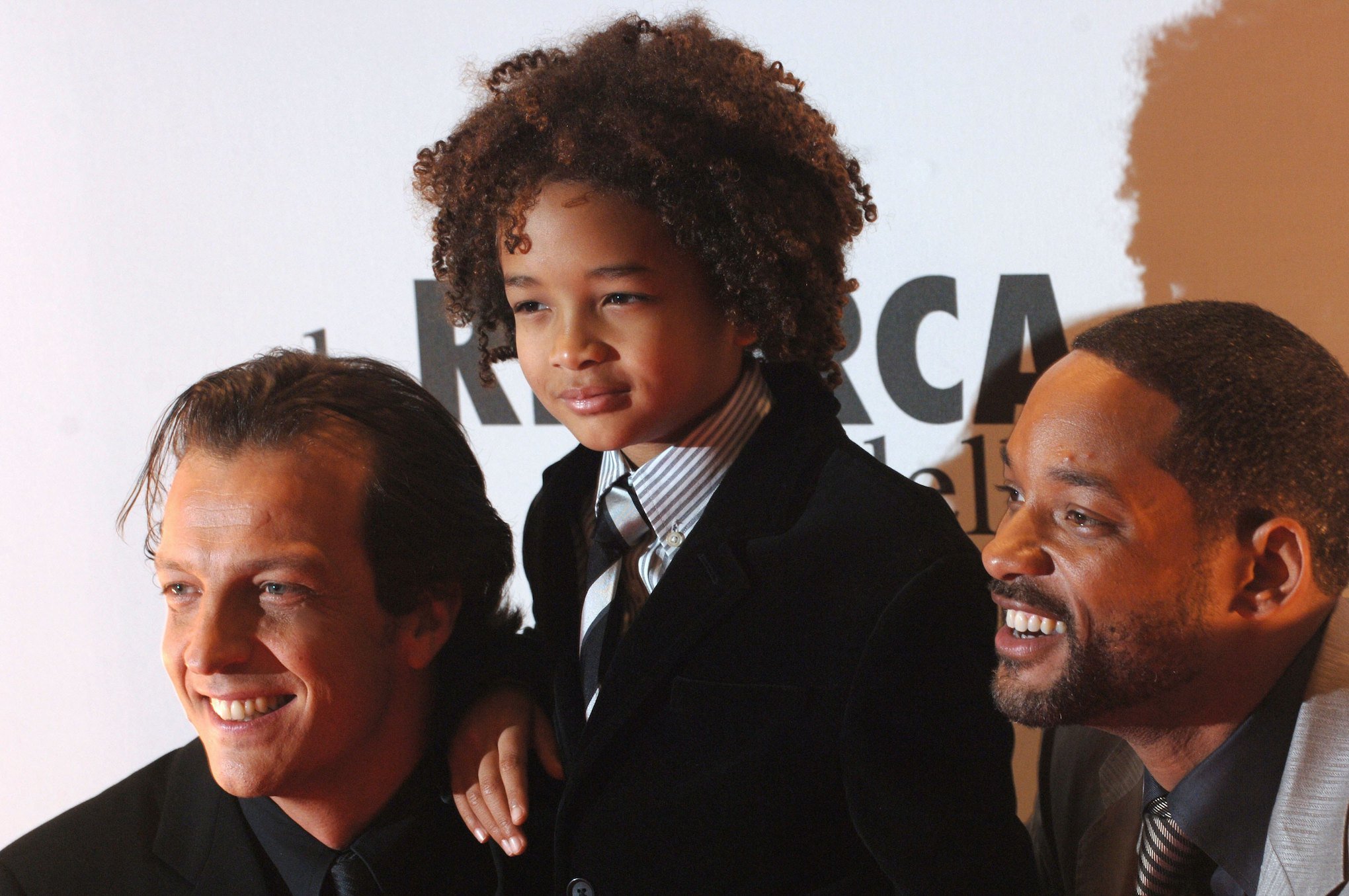 Italian director Gabriele Muccino (L), Will Smith (R), and Jaden Smith