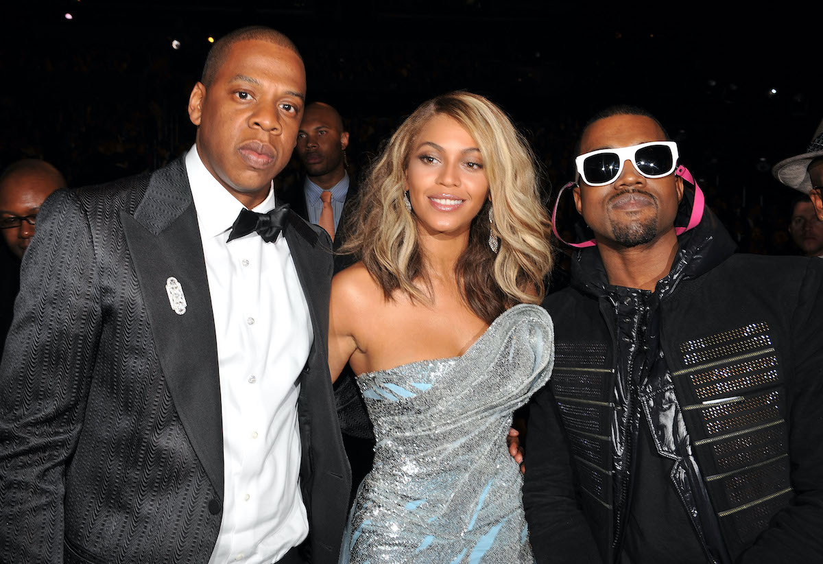 Rapper Jay-Z, singer Beyonce and rapper Kanye West at the 50th Annual GRAMMY Awards at the Staples Center on February 10, 2008 in Los Angeles, California. **EXCLUSIVE**