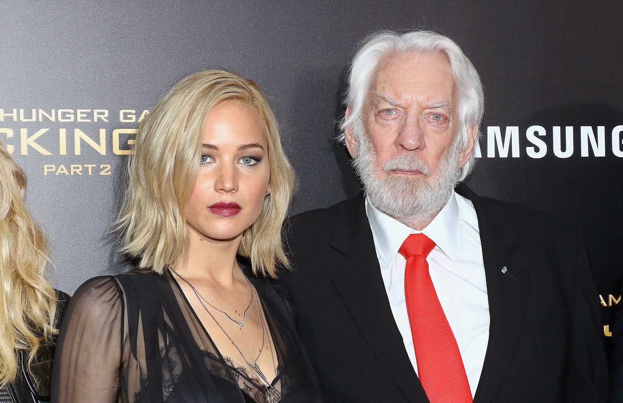 The Hunger Games cast members Jennifer Lawrence and Donald Sutherland