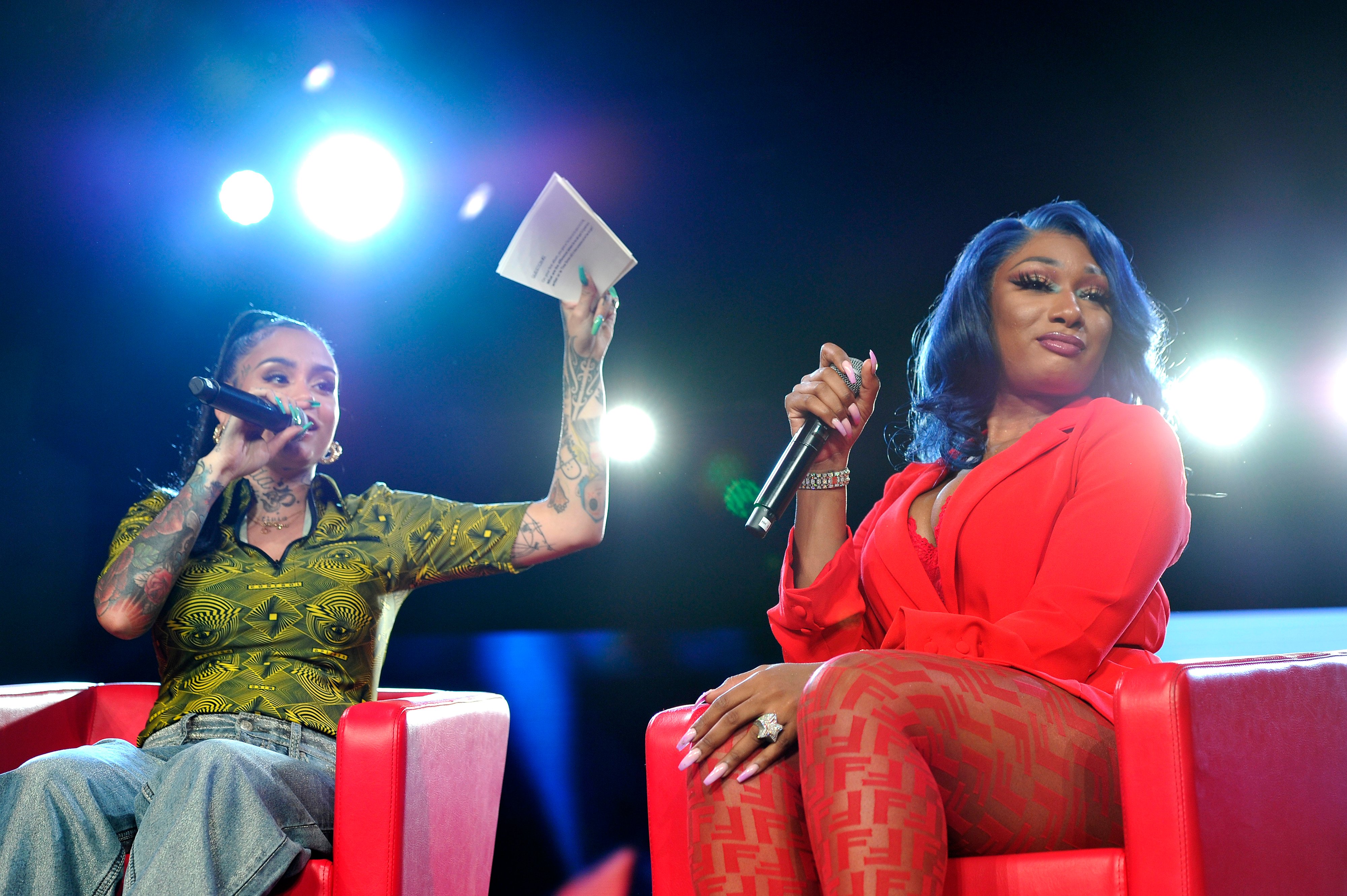 Kehlani and Megan Thee Stallion speak onstage during Beautycon Festival Los Angeles 2019 at Los Angeles Convention Center on August 11, 2019 in Los Angeles, California. (