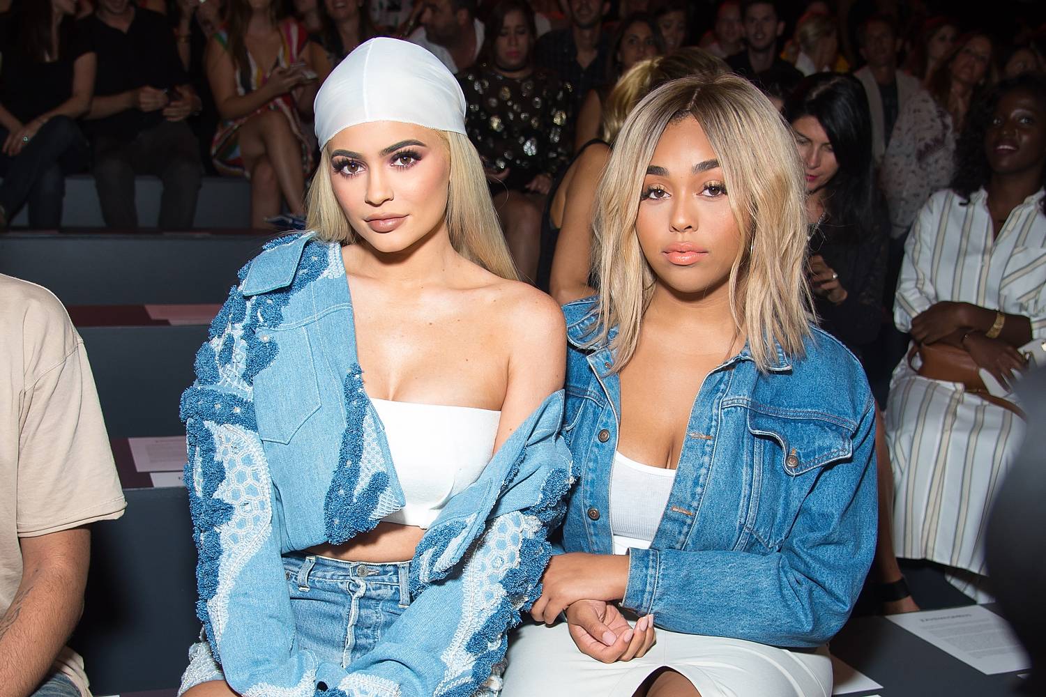 TV personality Kylie Jenner (L) and Jordyn Woods attend the Jonathan Simkhai fashion show during September 2016 MADE Fashion Week: The Shows at The Arc, Skylight at Moynihan Station on September 10, 2016 in New York City.