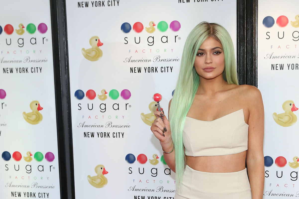 Kylie Jenner with green hair in 2015