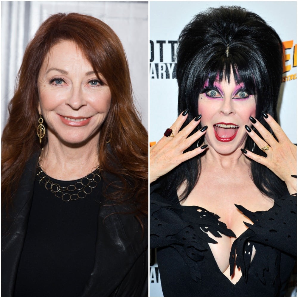 (L) Cassandra Peterson, (R) Peterson as Elvira