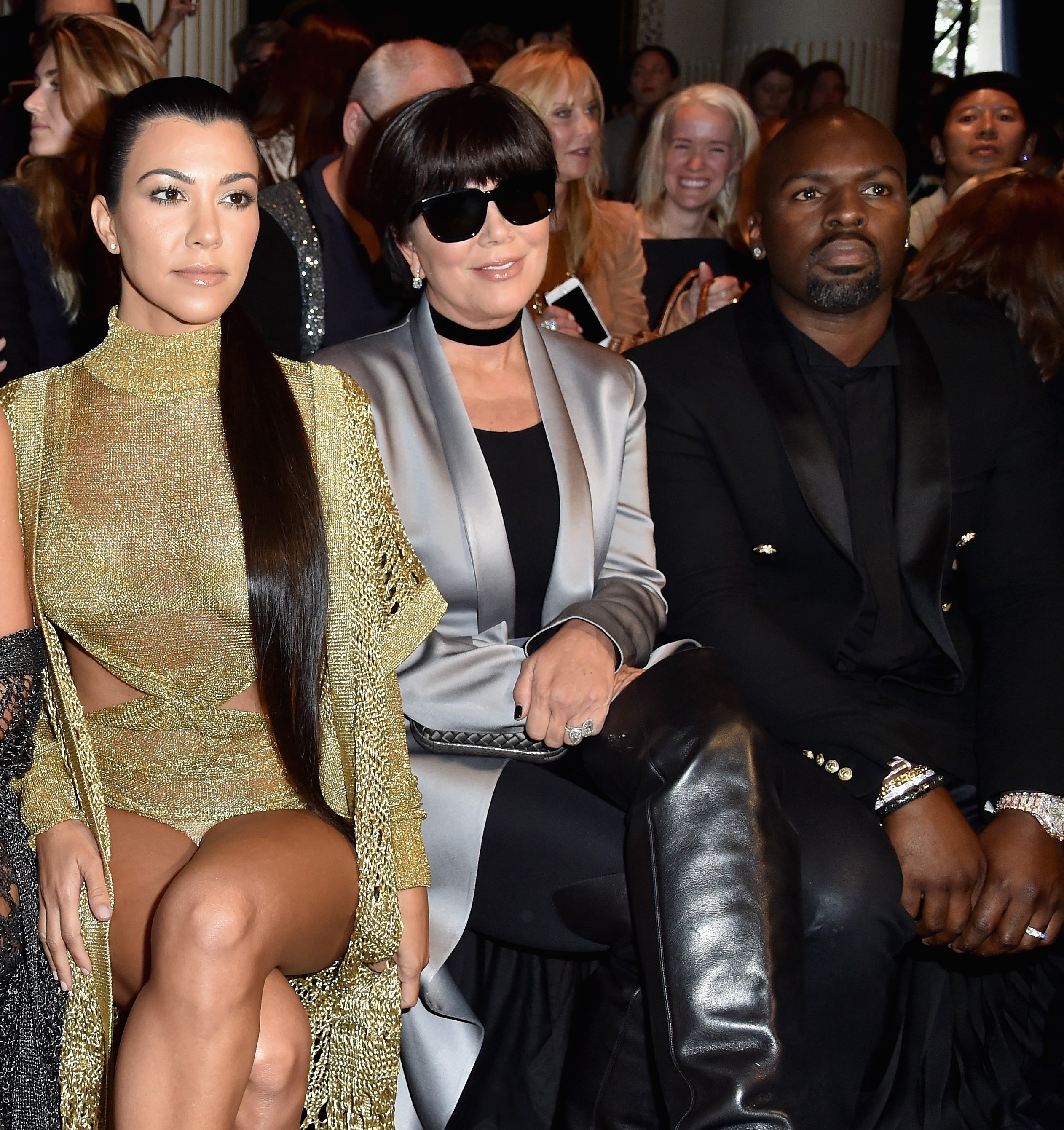L-R) Kourtney Kardashian, Kris Jenner, and Corey Gamble