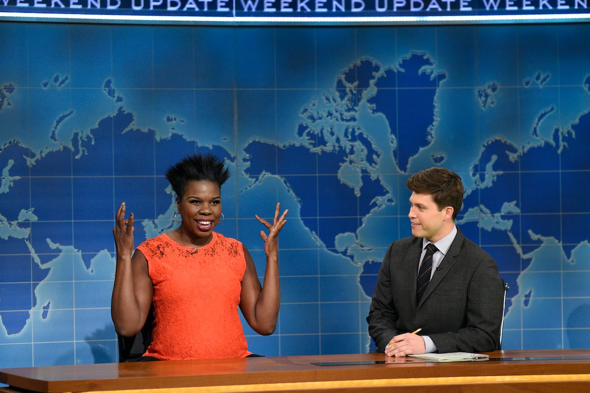 Leslie Jones and Colin Jost during "Weekend Update" on Saturday Night Live | Will Heath/NBC/NBCU Photo Bank