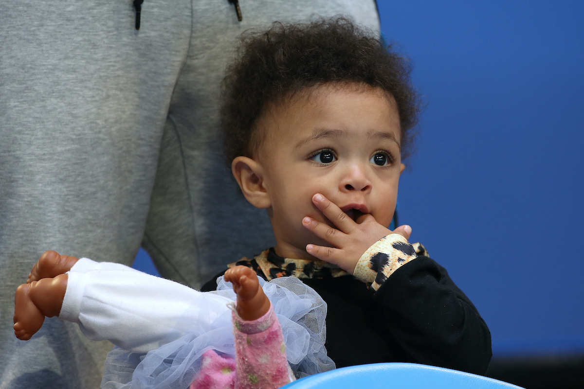 Serena Williams' daughter Alexis Olympia Ohanian Jr. looks on following the women's singles match between Serena Williams of the United States and Katie Boulter of Great Britain during day six of the 2019 Hopman Cup at RAC Arena on January 3, 2019 in Perth, Australia | Paul Kane/Getty Images