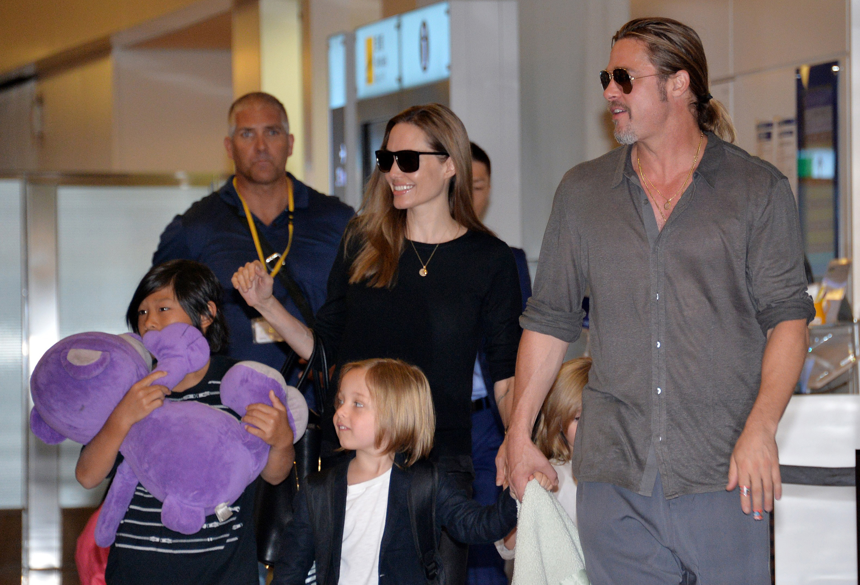 Brad Pitt, Angelina Jolie, and children