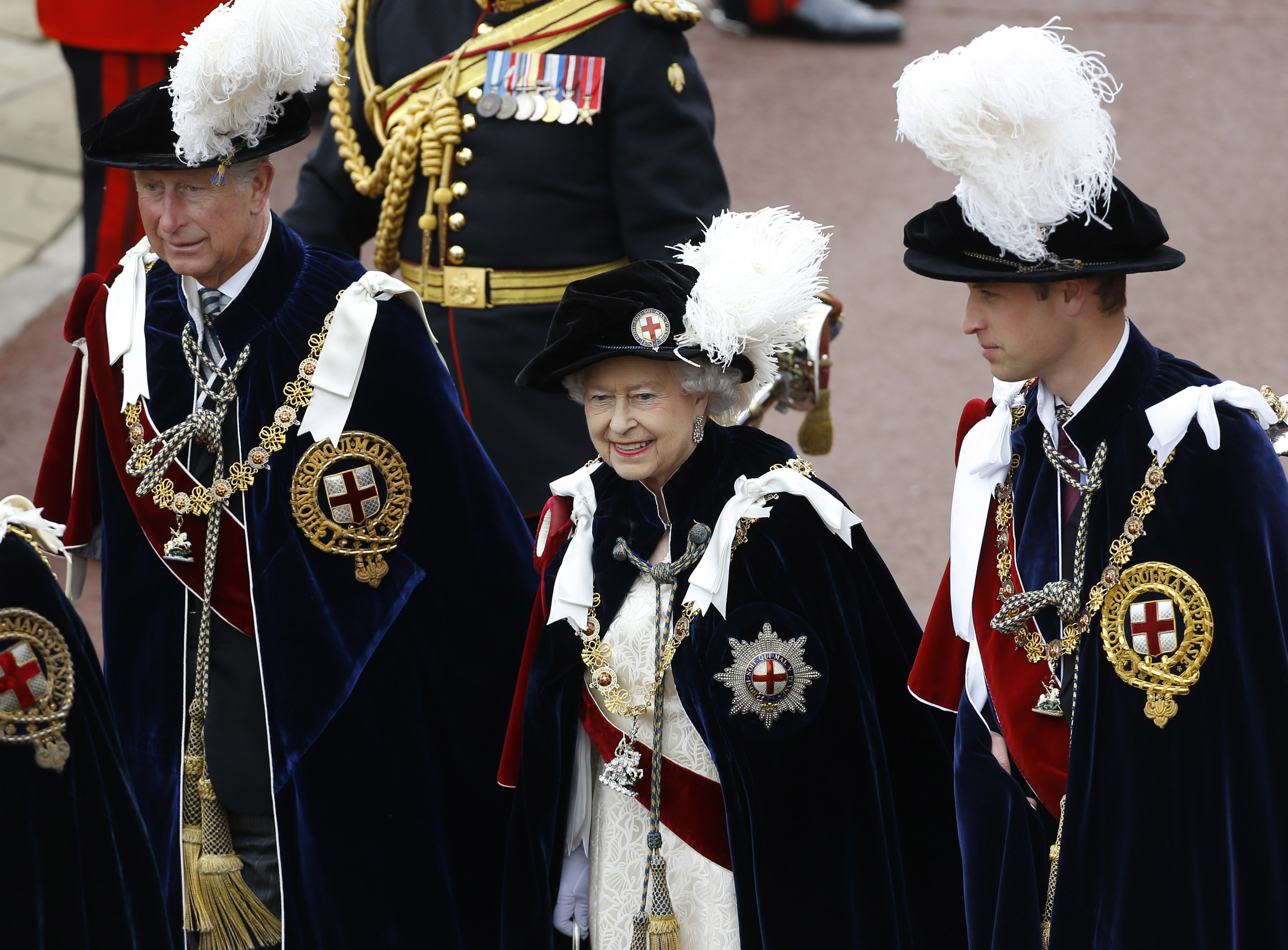 Prince Charles, Queen Elizabeth II, and Prince William