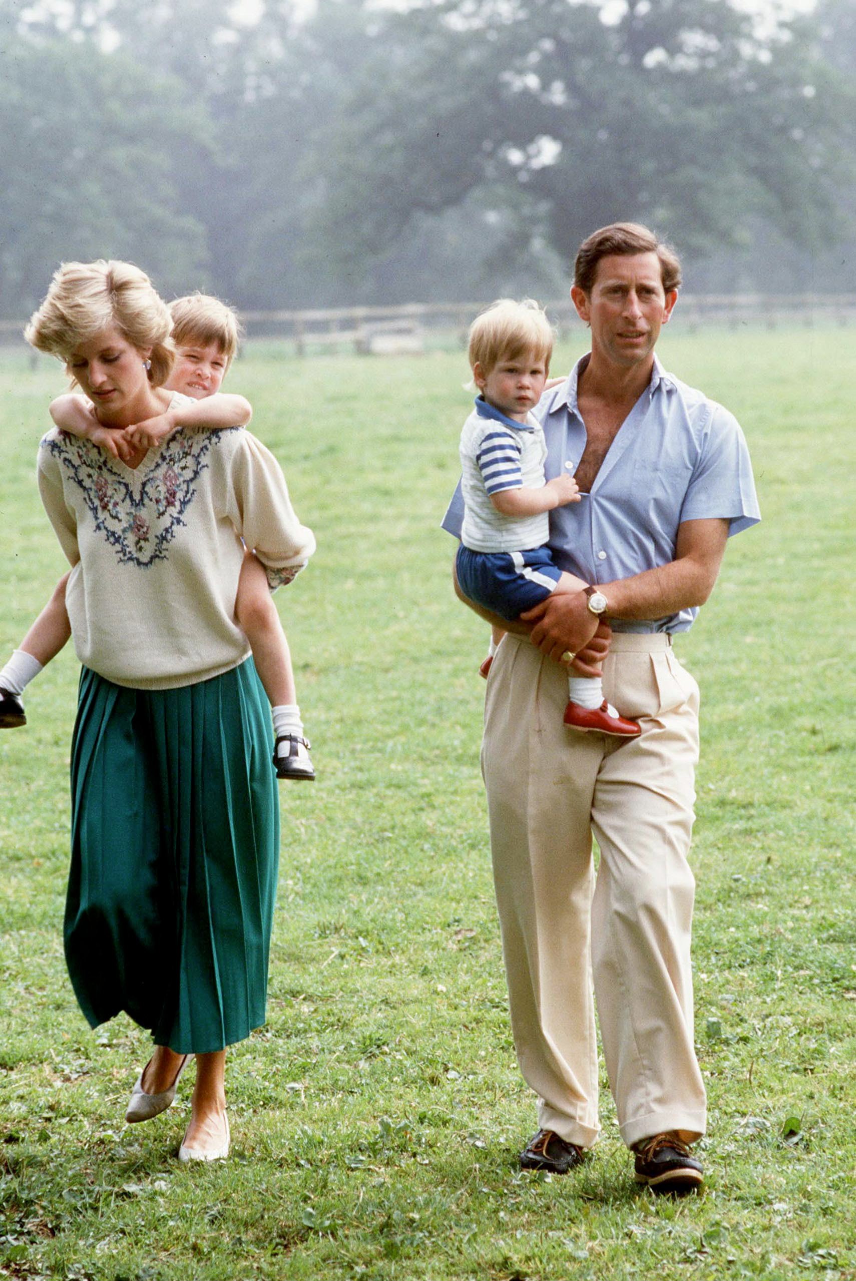 Prince Charles and Princess Diana with Prince William and Prince Harry