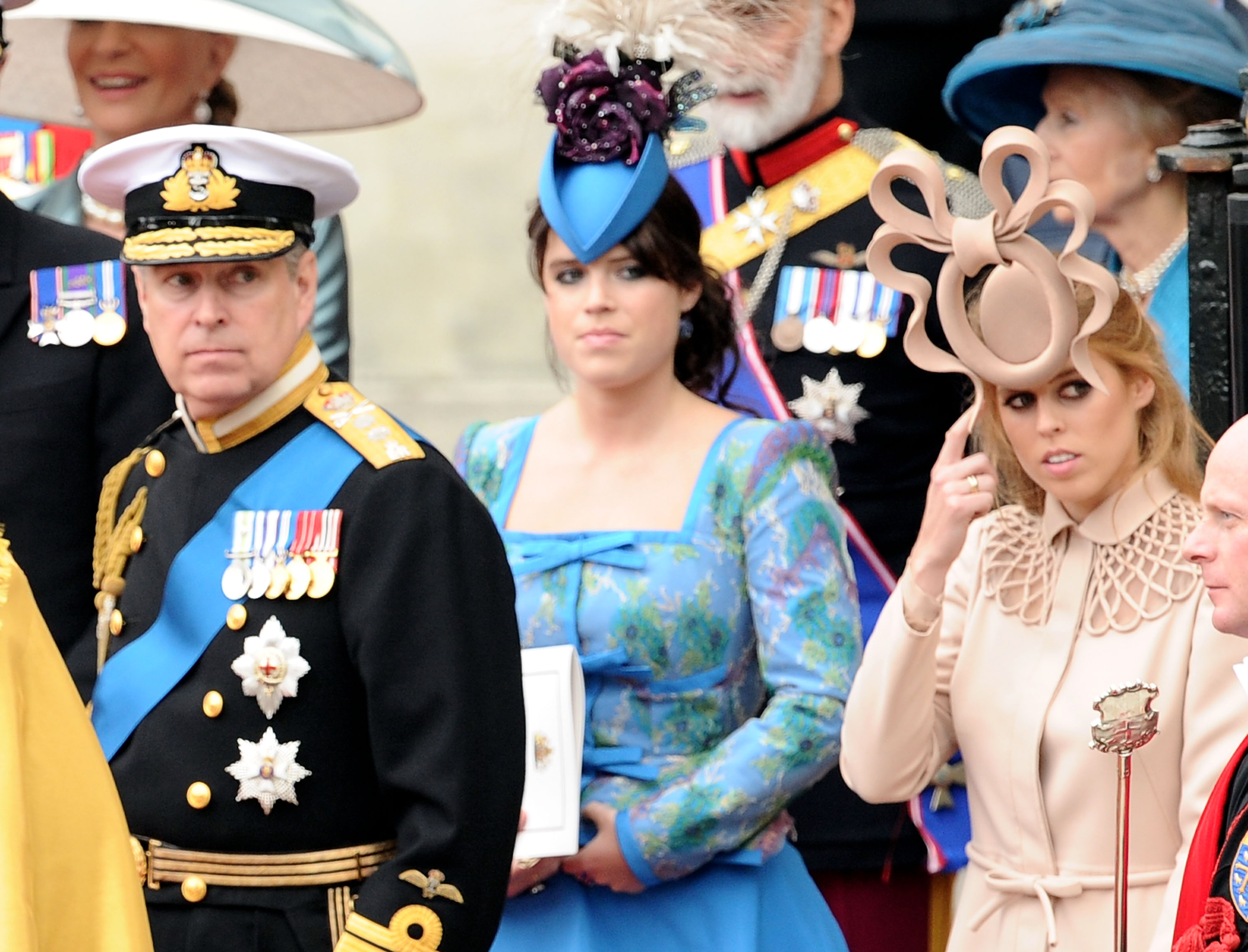 Prince Andrew, Princess Beatrice, and Princess Eugenie 