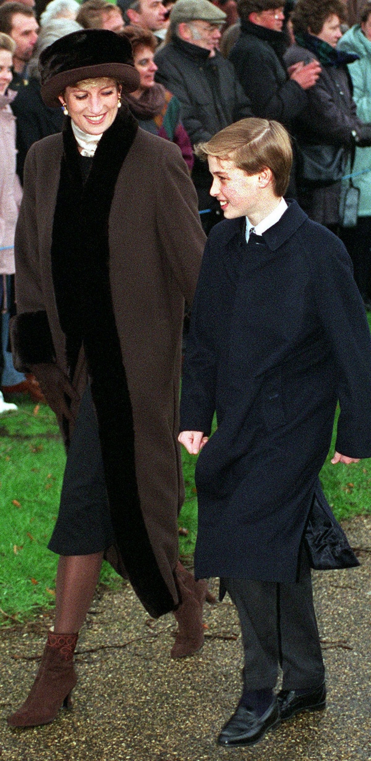 Princess Diana and Prince William at Sandringham on Christmas Day