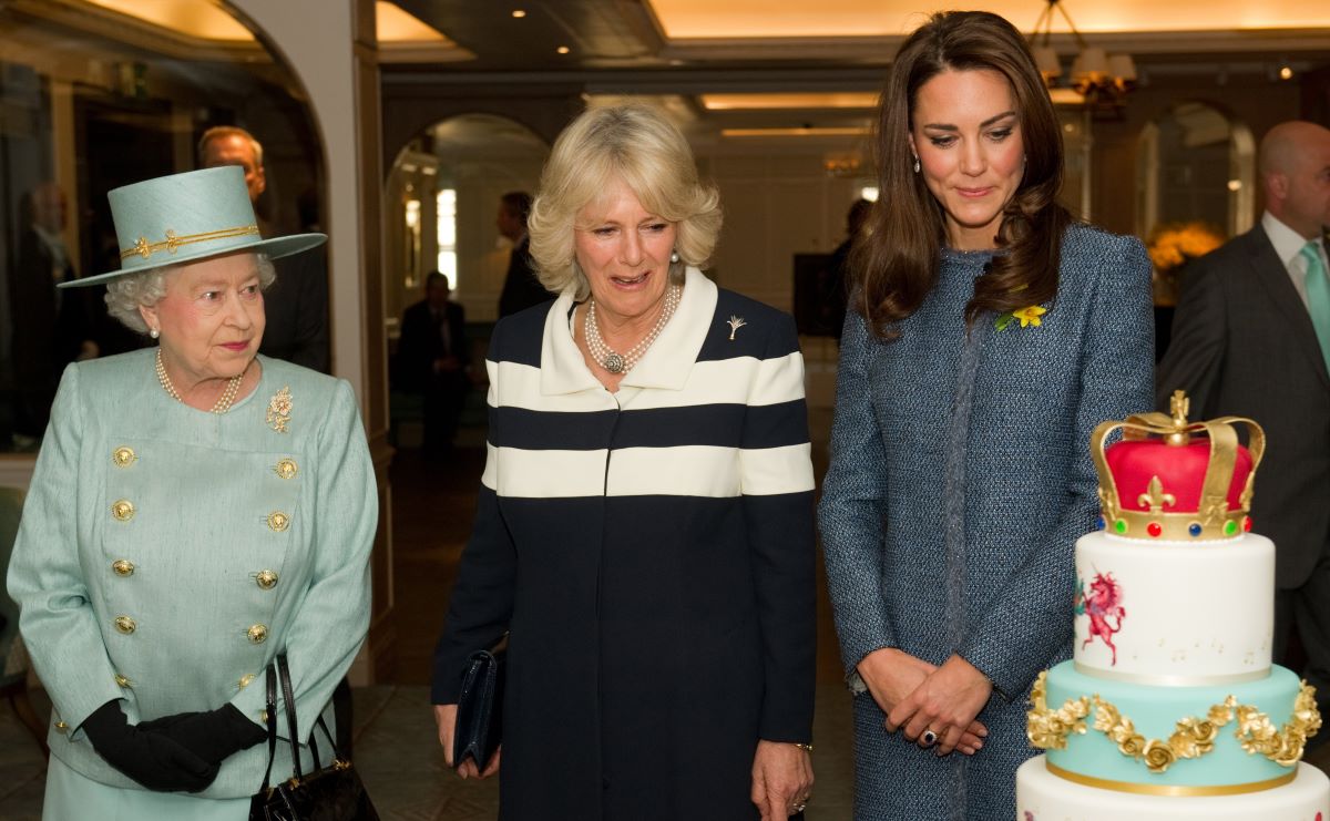 Queen Elizabeth II, Camilla, Duchess of Cornwall, and Catherine, Duchess of Cambridge